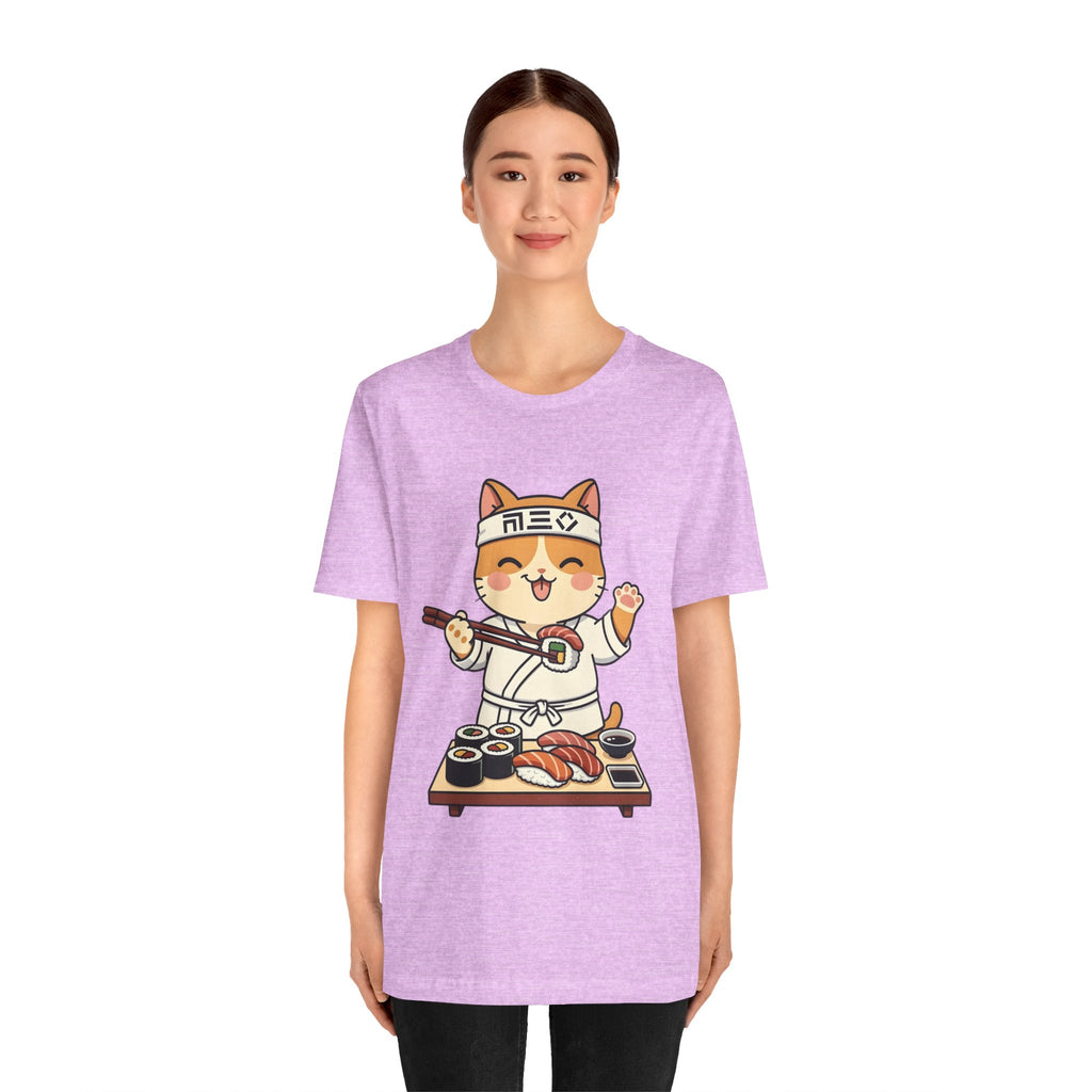 Sushi Chef Cat T‑Shirt — Cute Kawaii Cat Making Sushi Graphic Tee