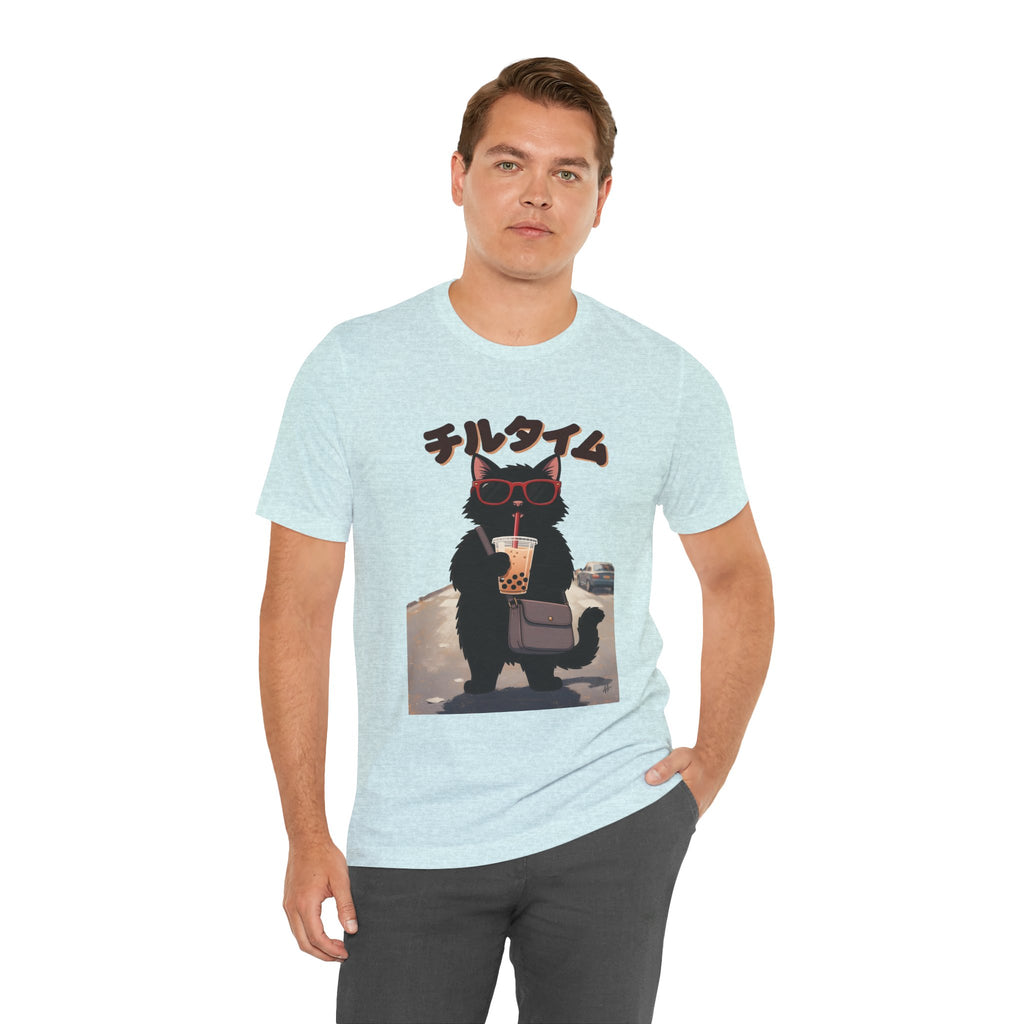 Boba Cat Tee — Cute Cat Drinking Bubble Tea Graphic T-Shirt