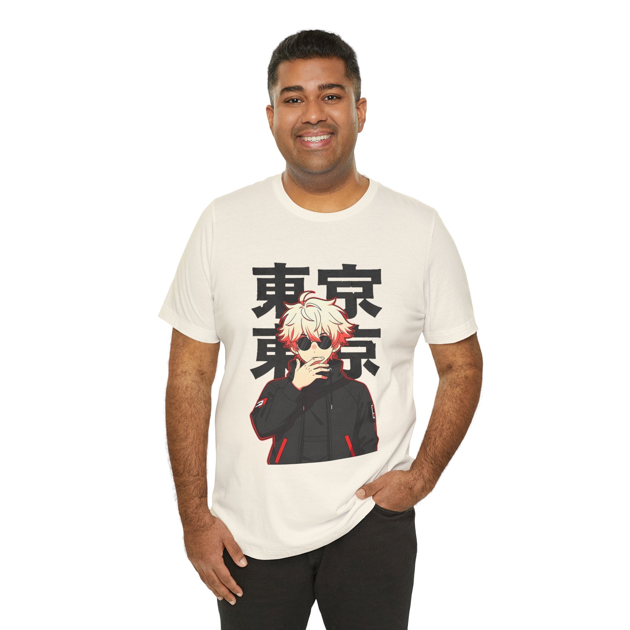 Tokyo Anime Graphic Tee — Blond Character with Kanji "東京"