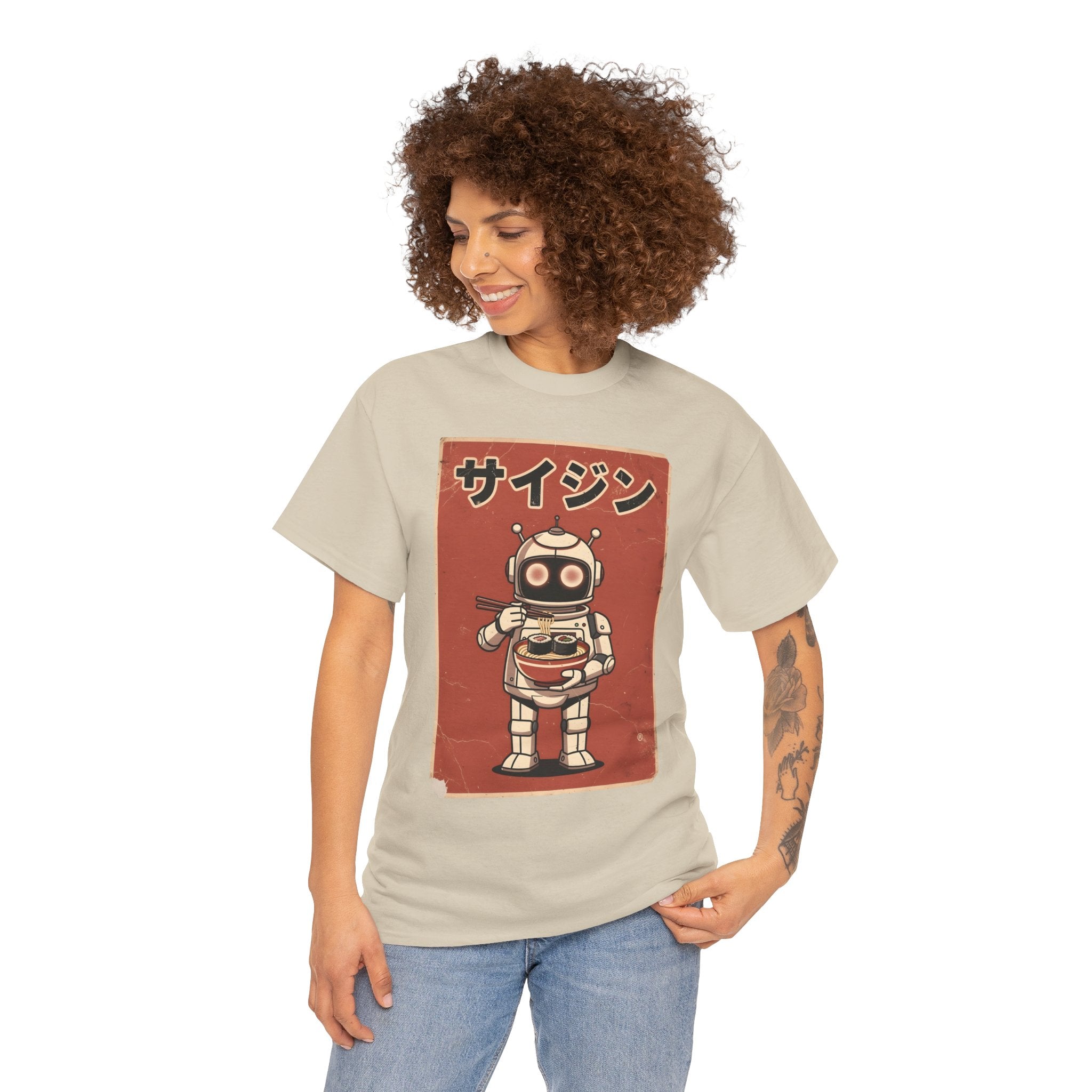 Retro Robot Ramen Tee — サイジン (Saijin) Vintage Japanese Robot Noodle Shirt