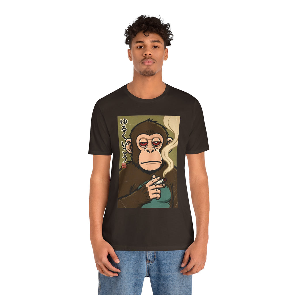 Smoking Monkey Graphic Tee — Japanese Retro Ape Illustration T-Shirt