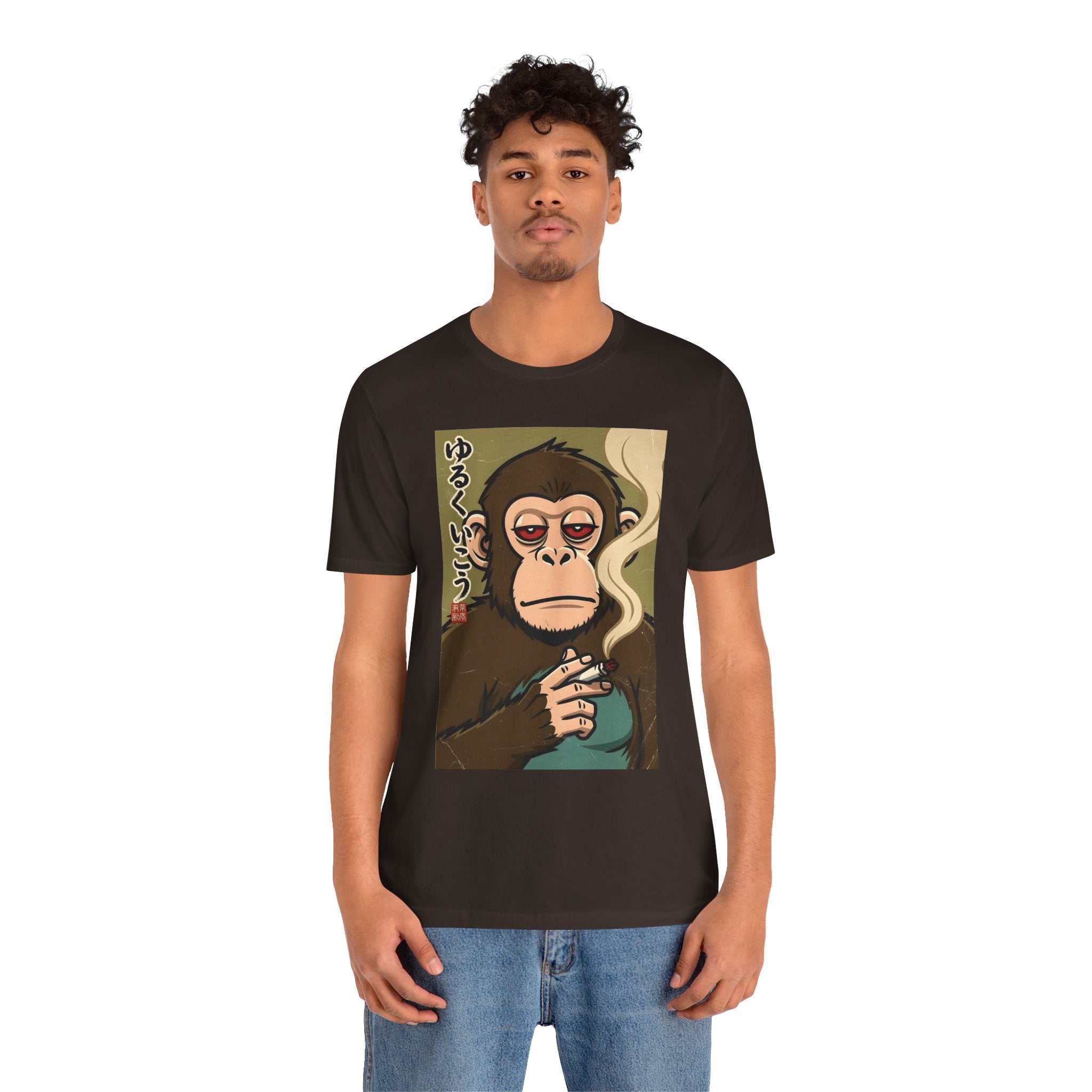Smoking Monkey Graphic Tee — Japanese Retro Ape Illustration T-Shirt