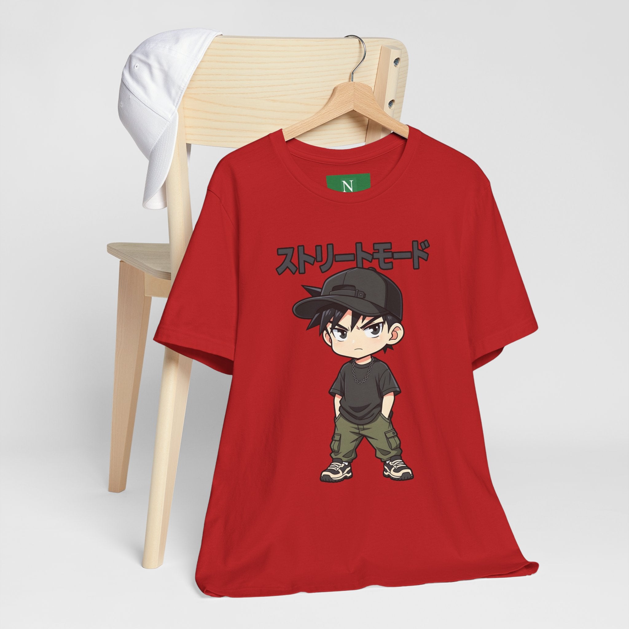 Street Mode Anime Boy T-Shirt — Japanese Text Graphic Tee