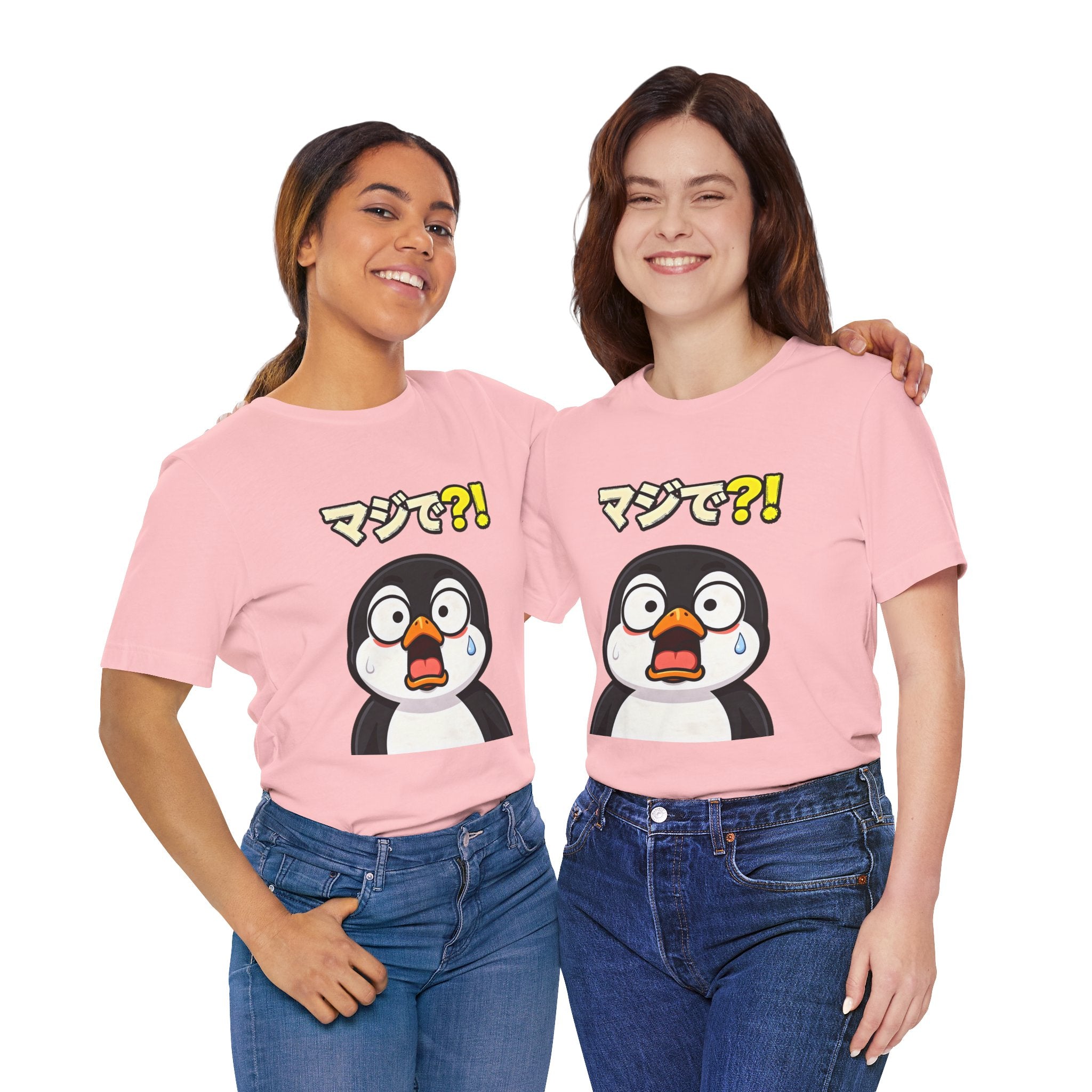 Shocked Penguin Tee — Japanese “マジで?!” Cute Anime-Style Graphic T-Shirt