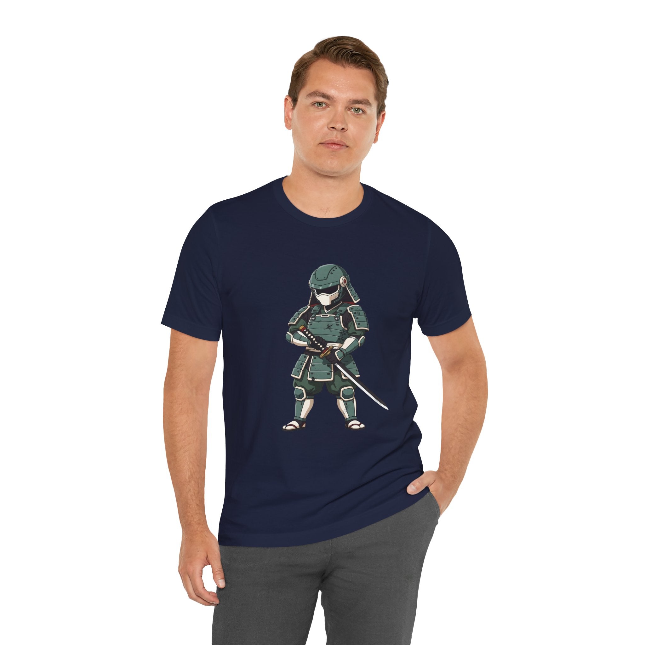 Samurai Cat T-Shirt – Cute Armored Kitty with Katana Graphic