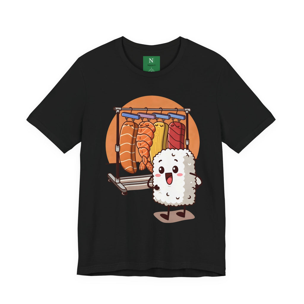 Cute Sushi Rice Cartoon T‑Shirt — Kawaii Nigiri Character Tee