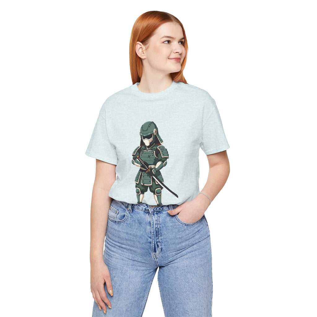 Samurai Cat T-Shirt – Cute Armored Kitty with Katana Graphic
