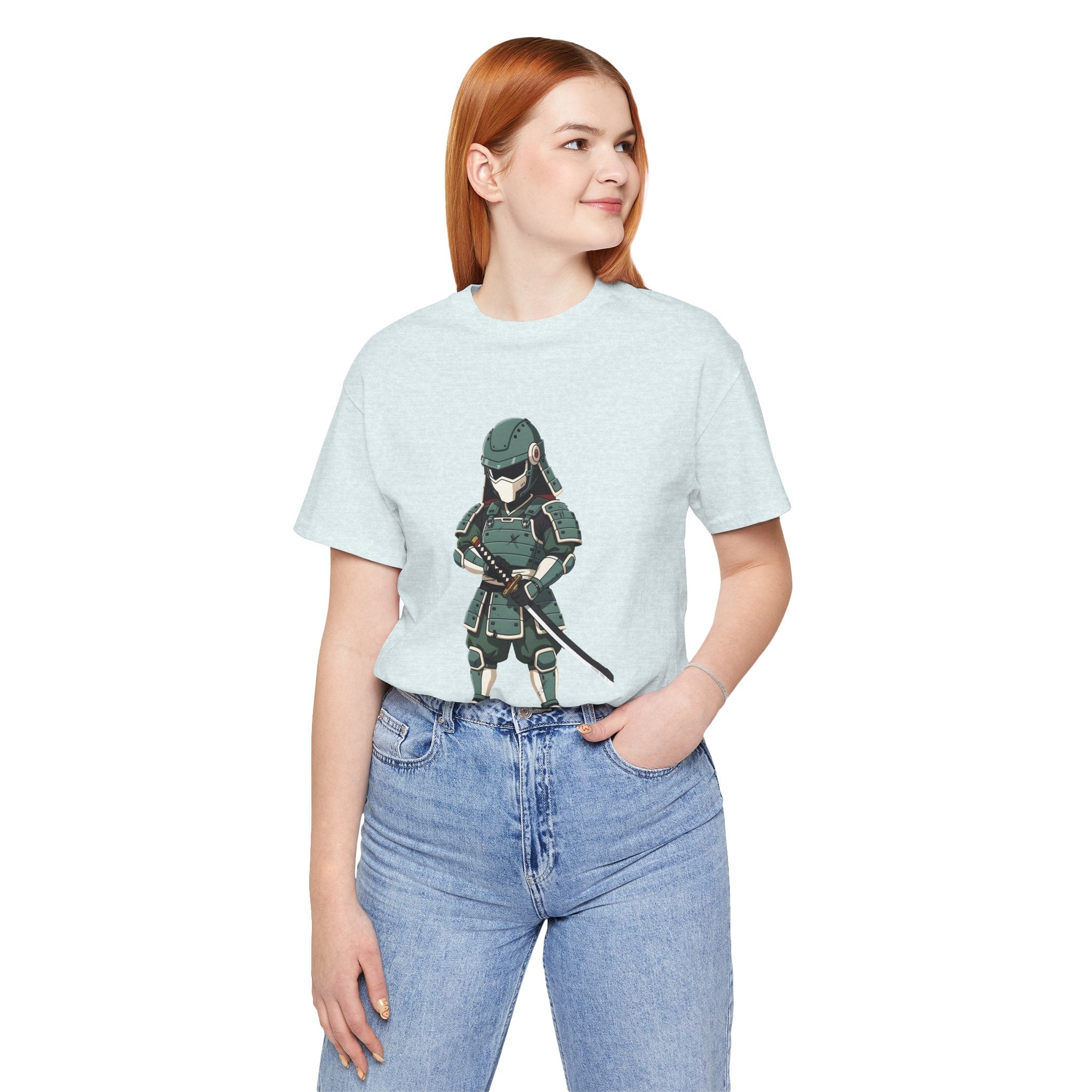Samurai Cat T-Shirt – Cute Armored Kitty with Katana Graphic
