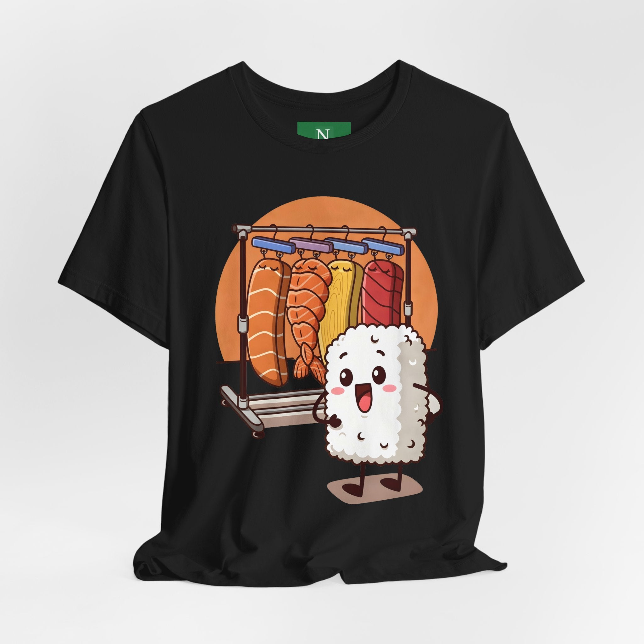 Cute Sushi Rice Cartoon T‑Shirt — Kawaii Nigiri Character Tee