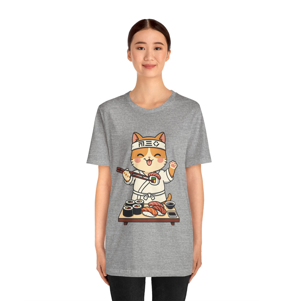 Sushi Chef Cat T‑Shirt — Cute Kawaii Cat Making Sushi Graphic Tee
