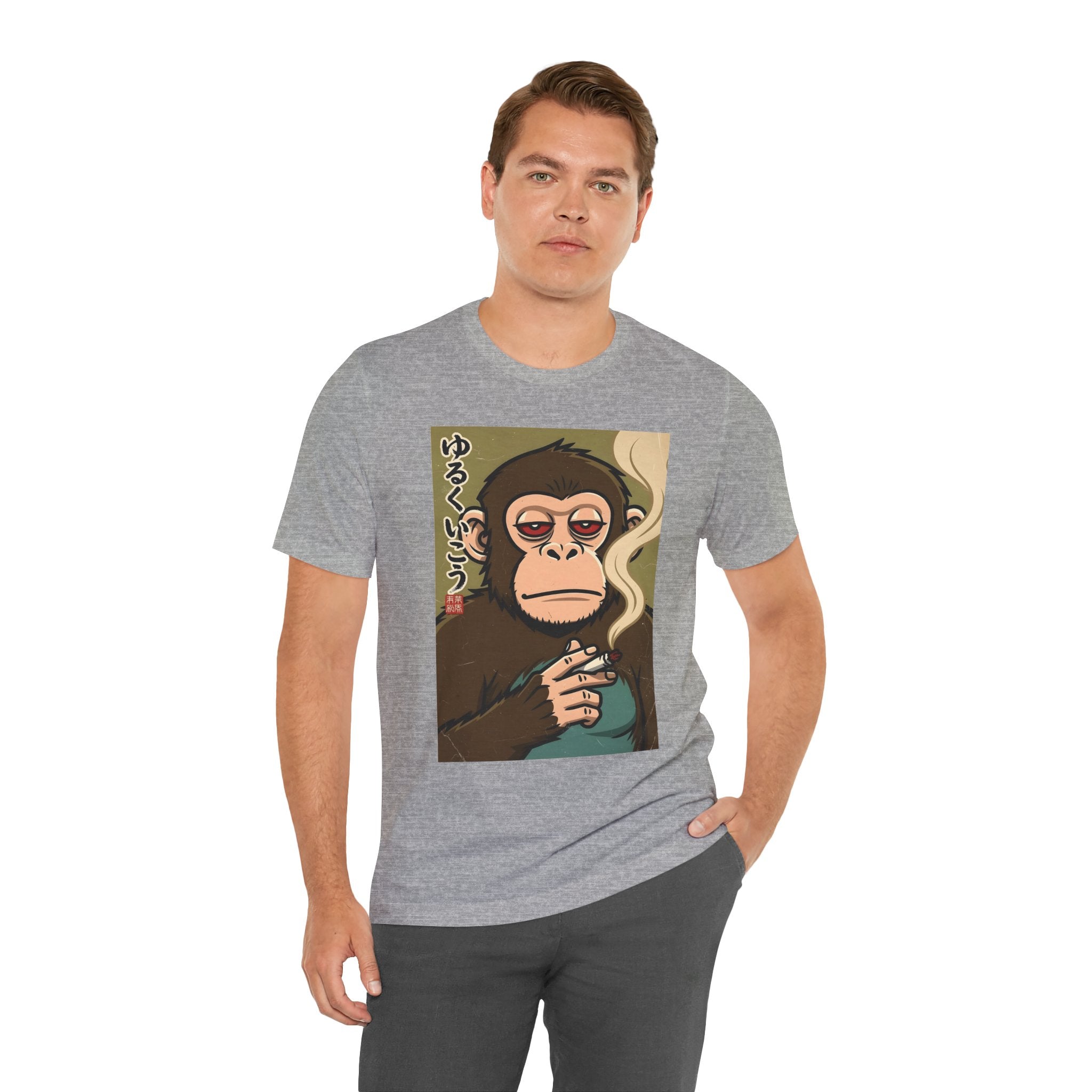Smoking Monkey Graphic Tee — Japanese Retro Ape Illustration T-Shirt