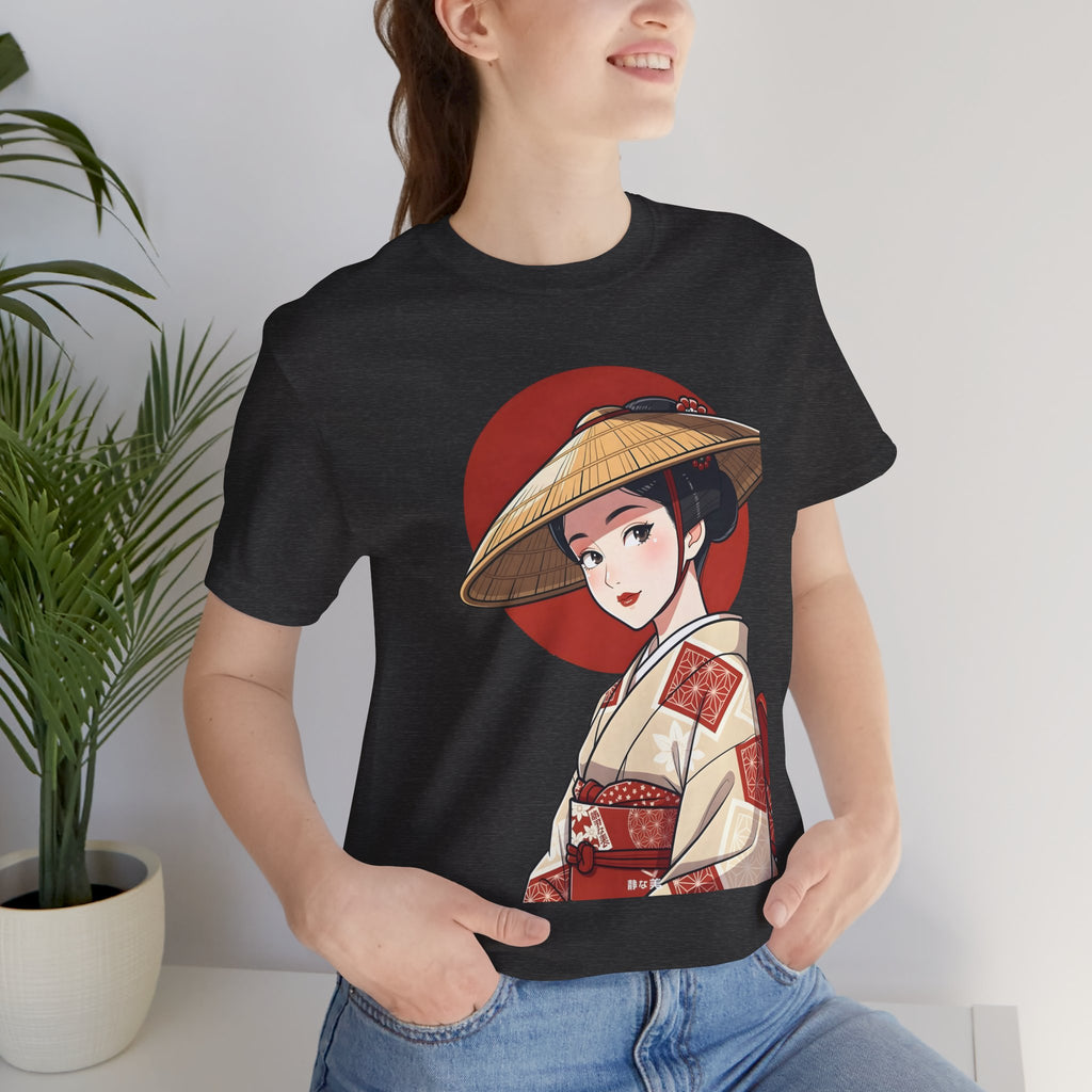Geisha Illustration Tee — Vintage Kimono Anime T‑Shirt