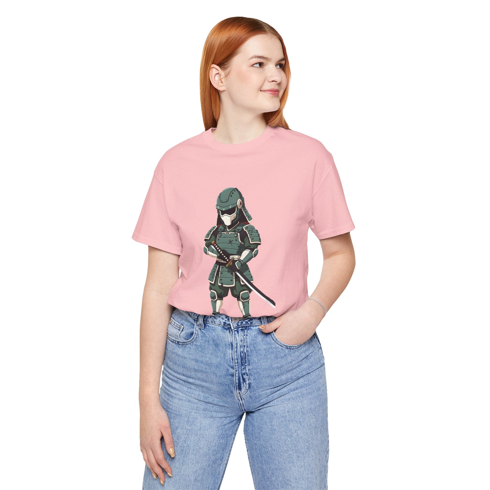 Samurai Cat T-Shirt – Cute Armored Kitty with Katana Graphic