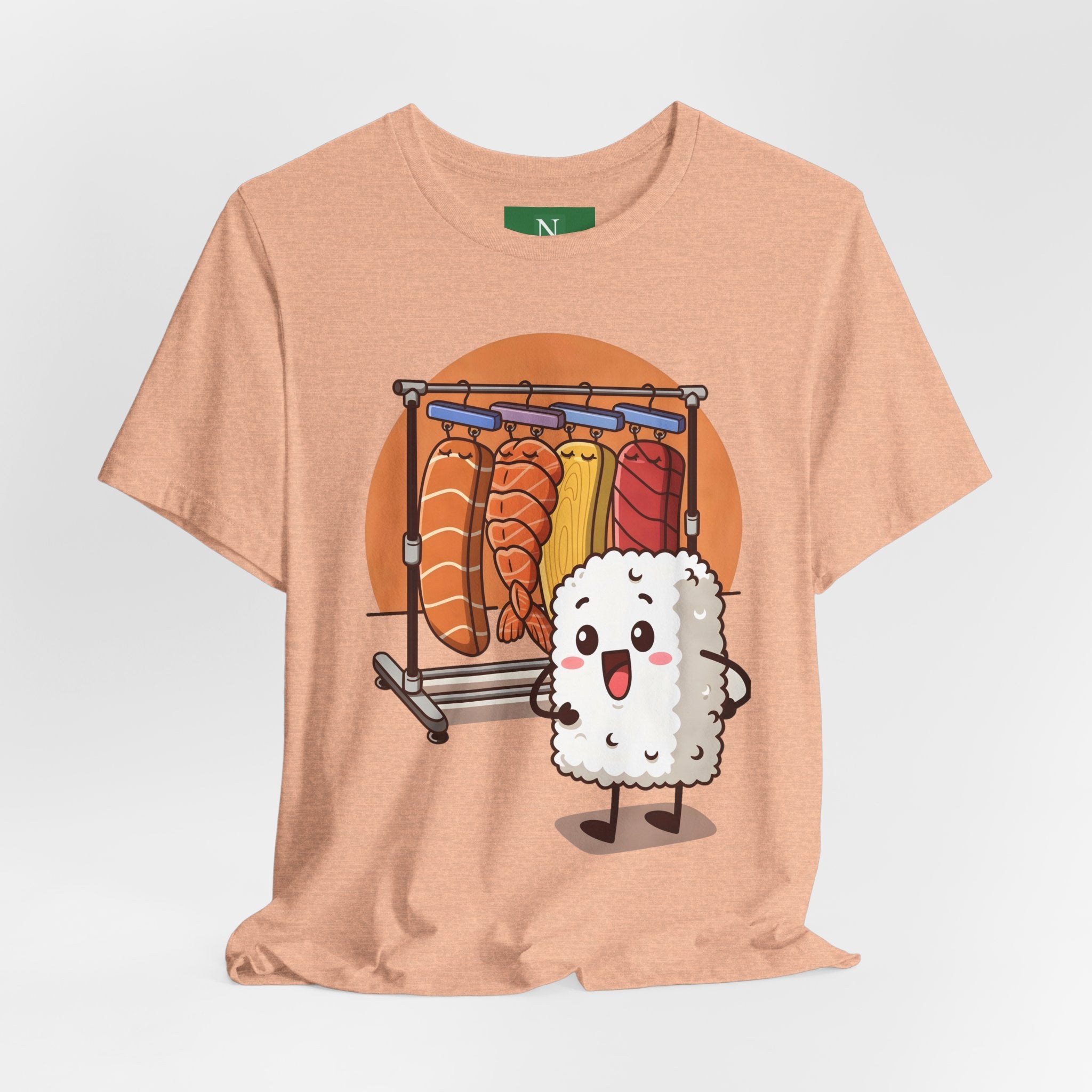 Cute Sushi Rice Cartoon T‑Shirt — Kawaii Nigiri Character Tee