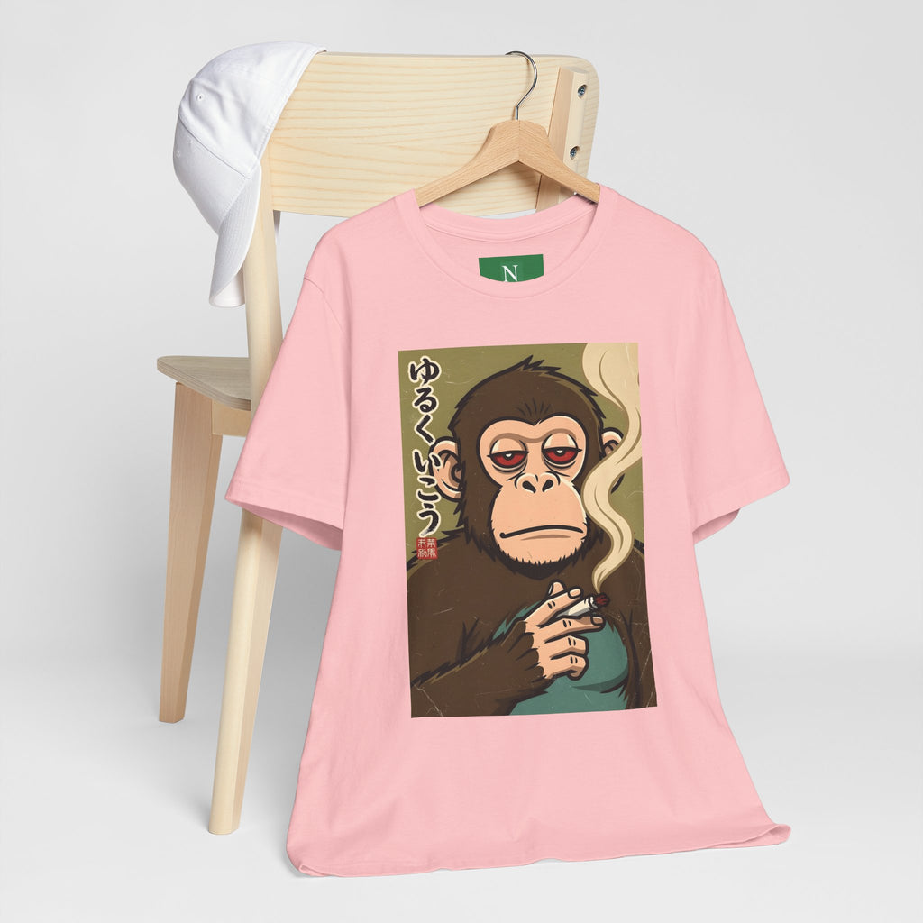 Smoking Monkey Graphic Tee — Japanese Retro Ape Illustration T-Shirt