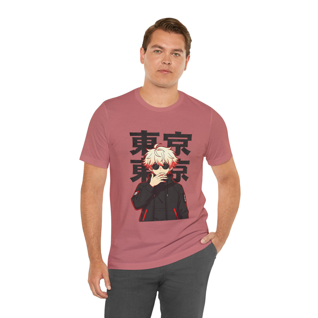 Tokyo Anime Graphic Tee — Blond Character with Kanji "東京"