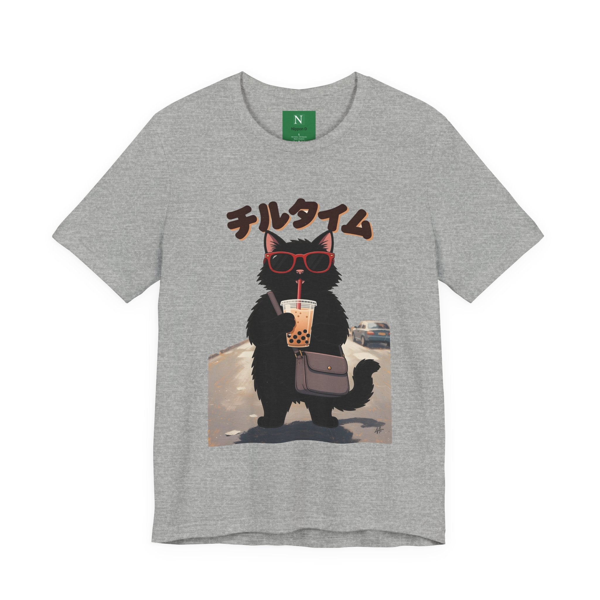 Boba Cat Tee — Cute Cat Drinking Bubble Tea Graphic T-Shirt
