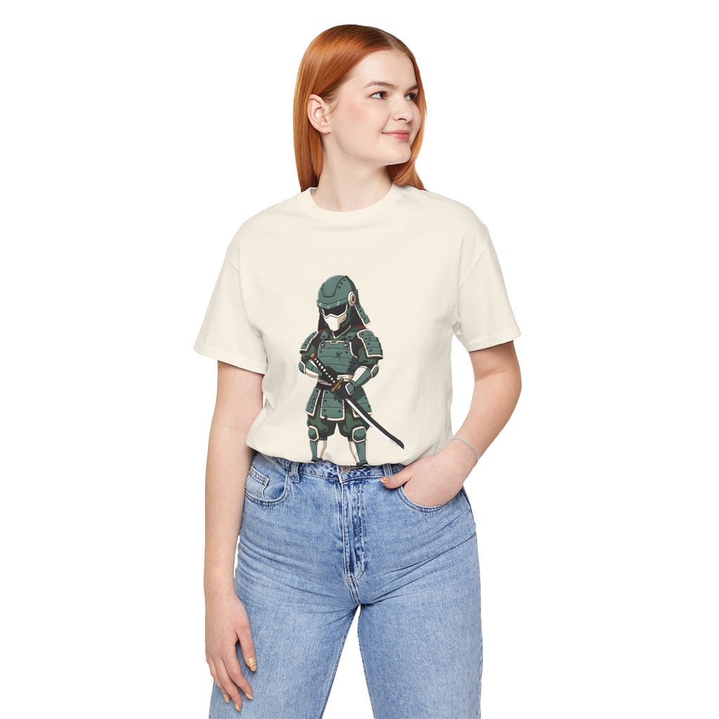 Samurai Cat T-Shirt – Cute Armored Kitty with Katana Graphic