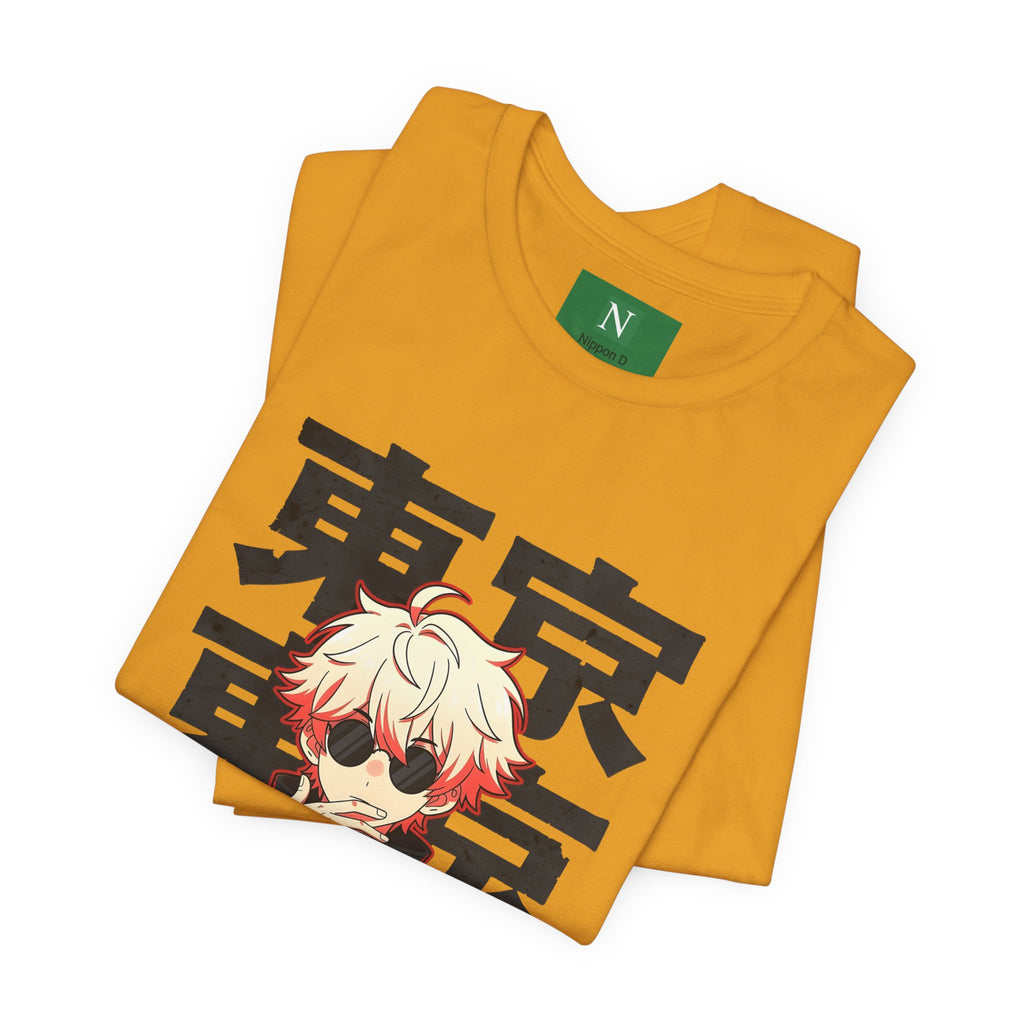 Tokyo Anime Graphic Tee — Blond Character with Kanji "東京"