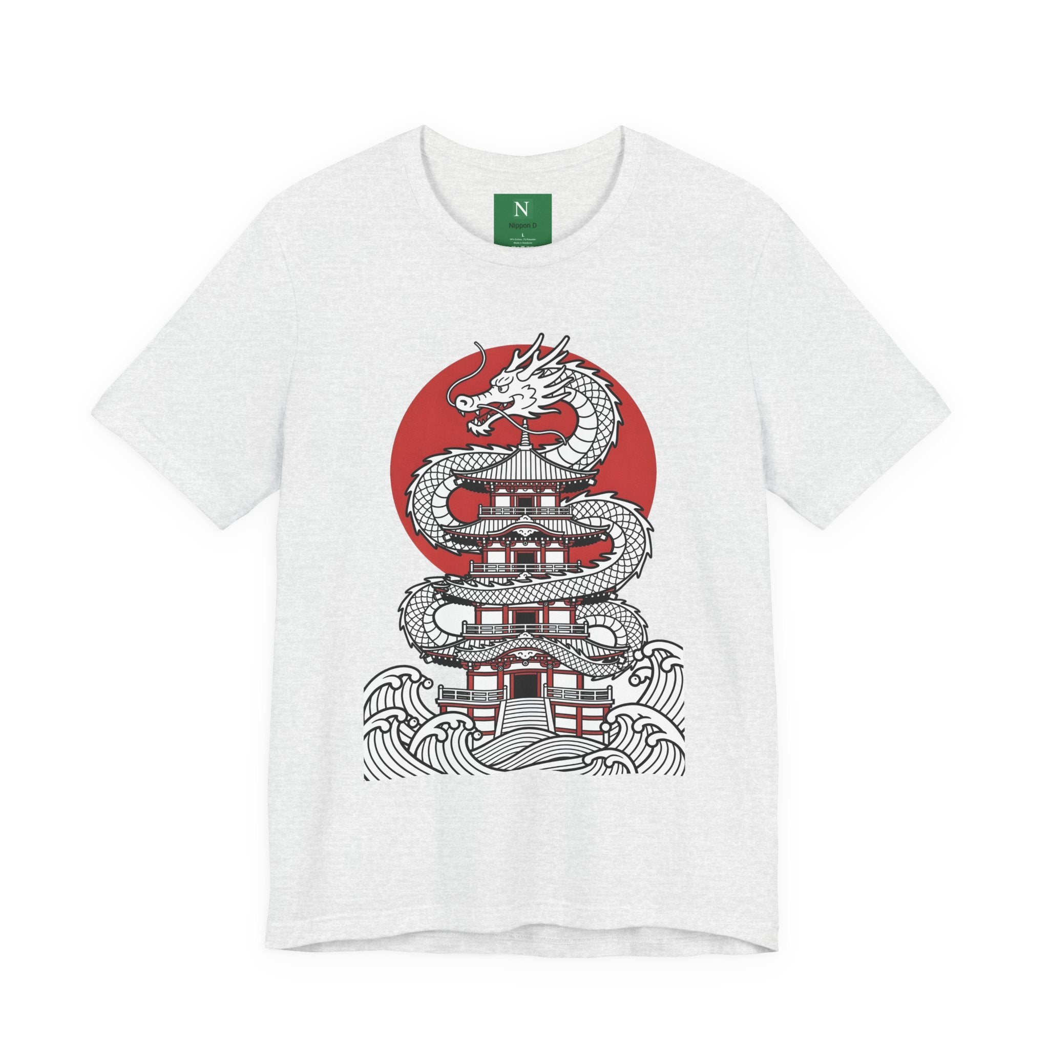 Dragon Pagoda T‑Shirt — Japanese Red Sun Temple Graphic Tee