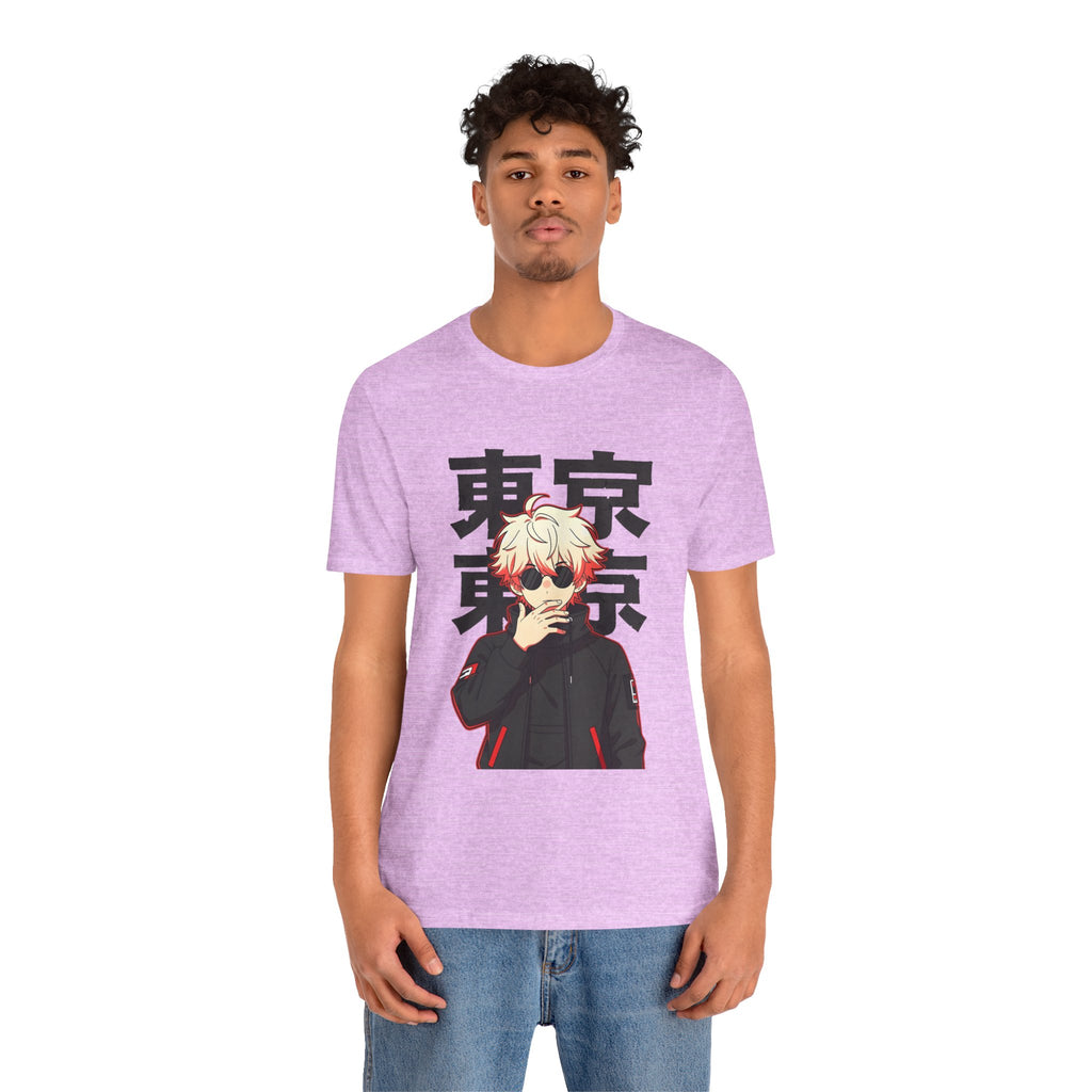 Tokyo Anime Graphic Tee — Blond Character with Kanji "東京"