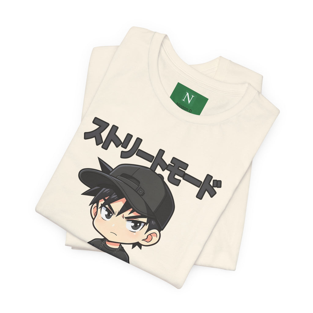 Street Mode Anime Boy T-Shirt — Japanese Text Graphic Tee
