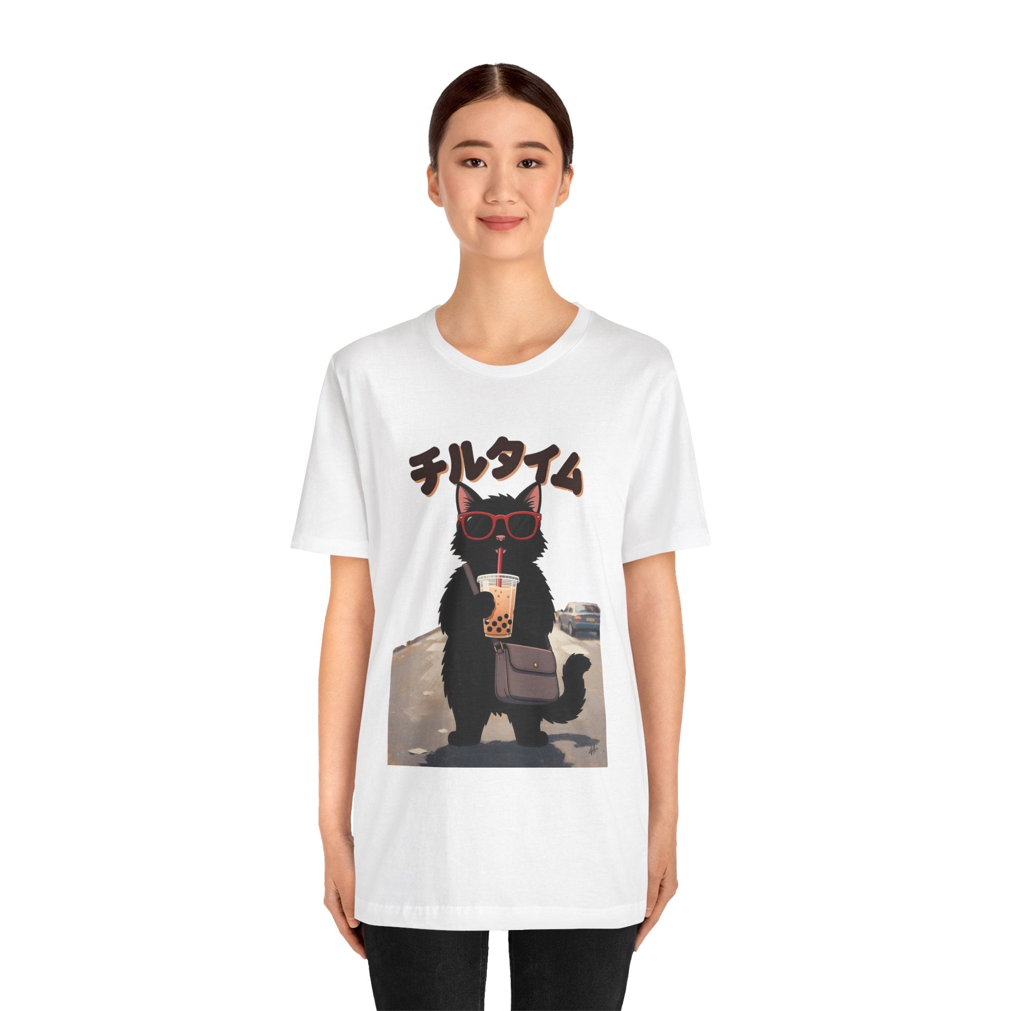 Boba Cat Tee — Cute Cat Drinking Bubble Tea Graphic T-Shirt