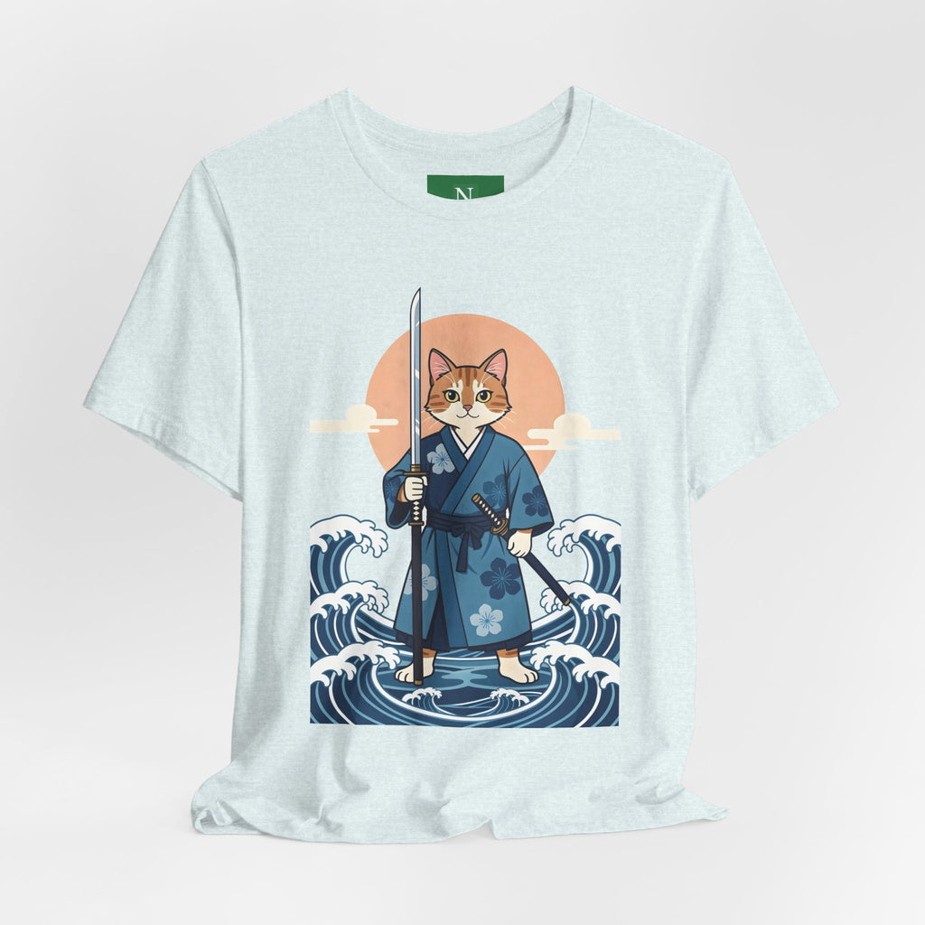 Samurai Cat T-Shirt — Japanese Wave Illustration Tee