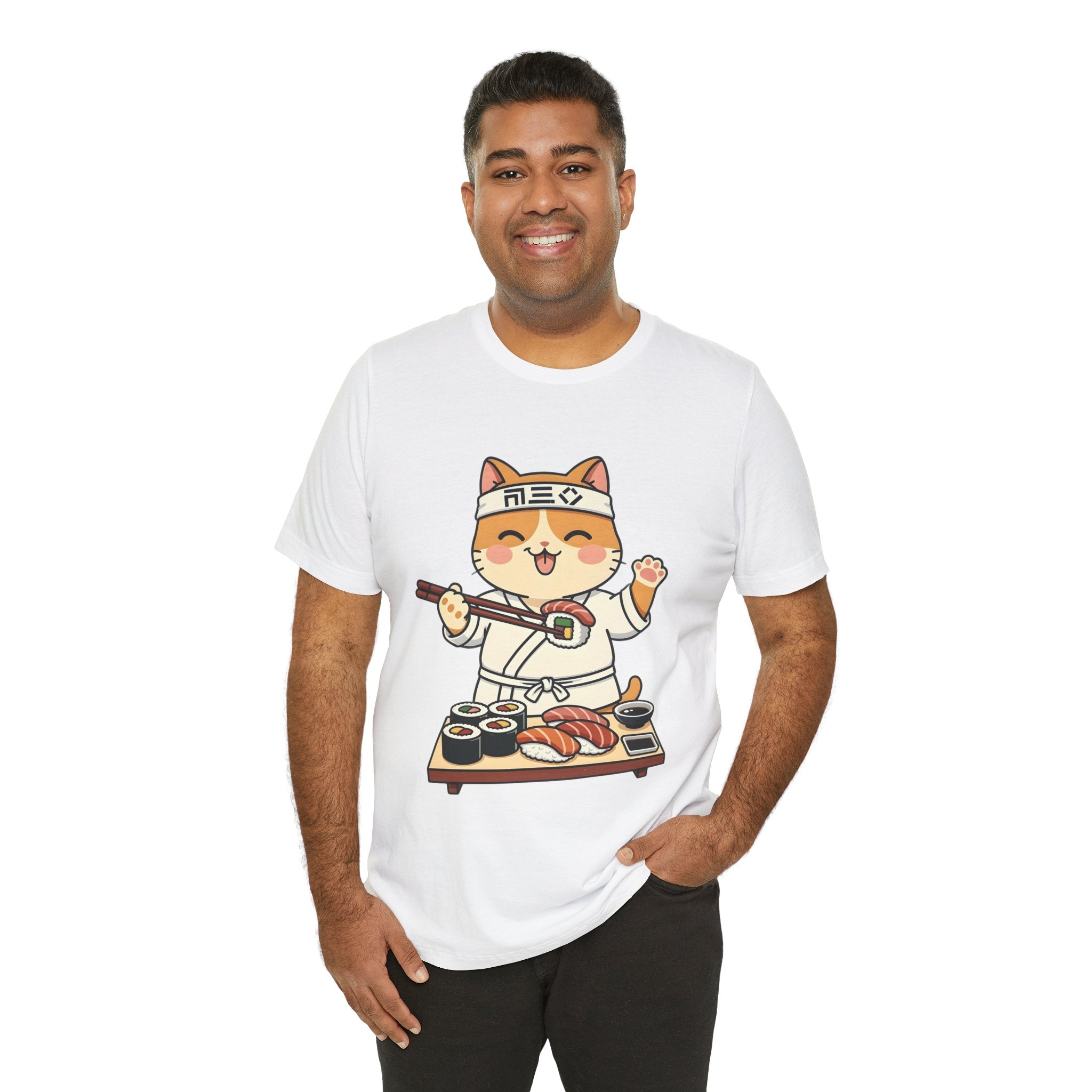 Sushi Chef Cat T‑Shirt — Cute Kawaii Cat Making Sushi Graphic Tee