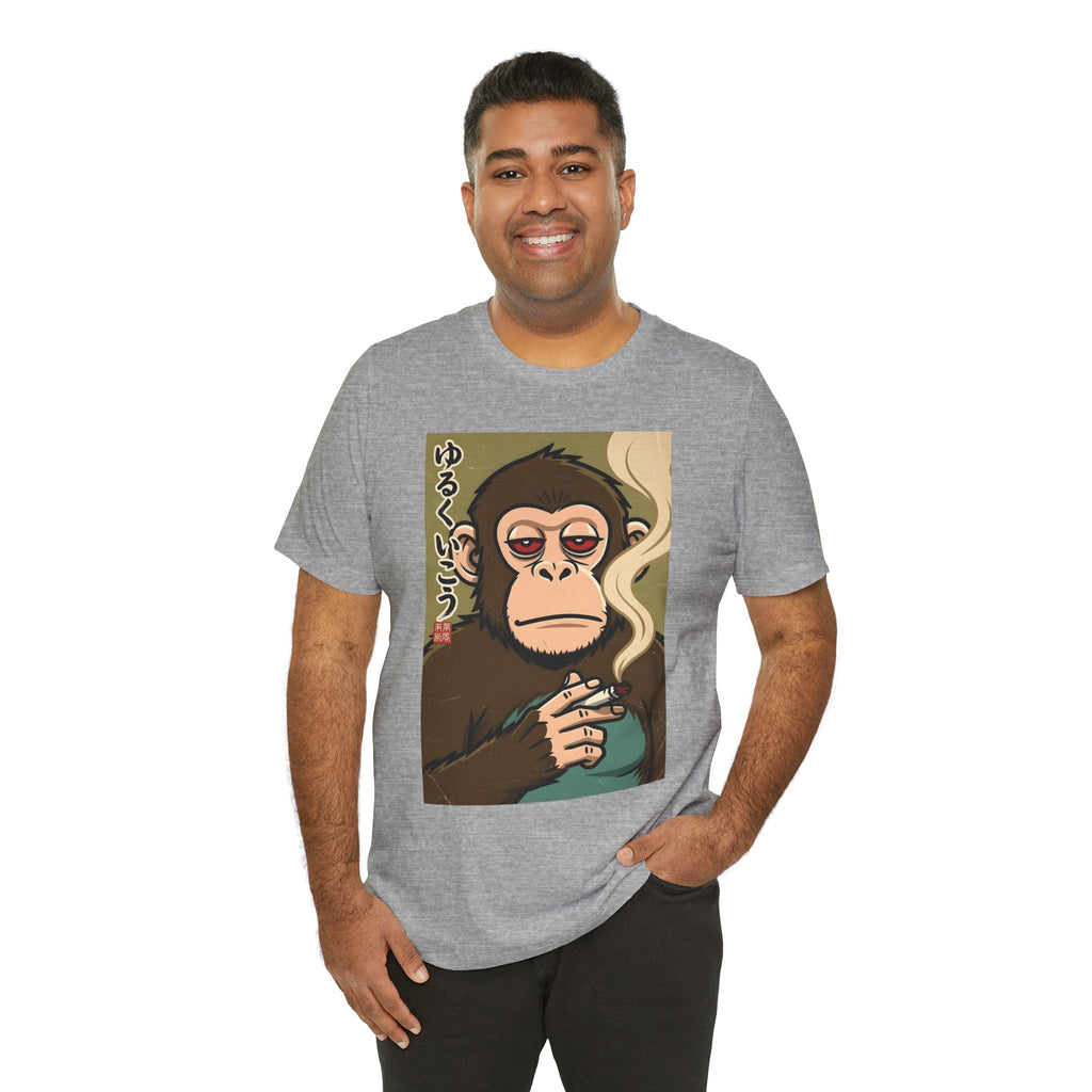 Smoking Monkey Graphic Tee — Japanese Retro Ape Illustration T-Shirt