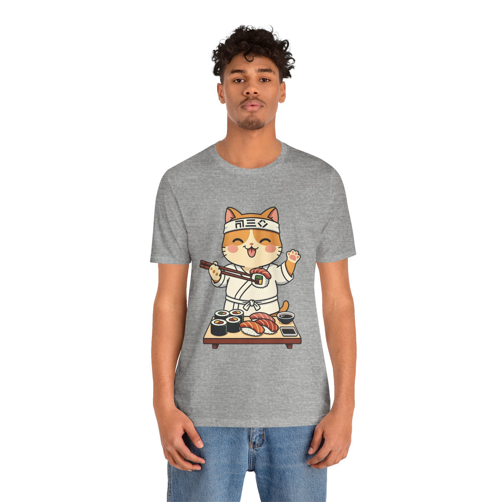 Sushi Chef Cat T‑Shirt — Cute Kawaii Cat Making Sushi Graphic Tee