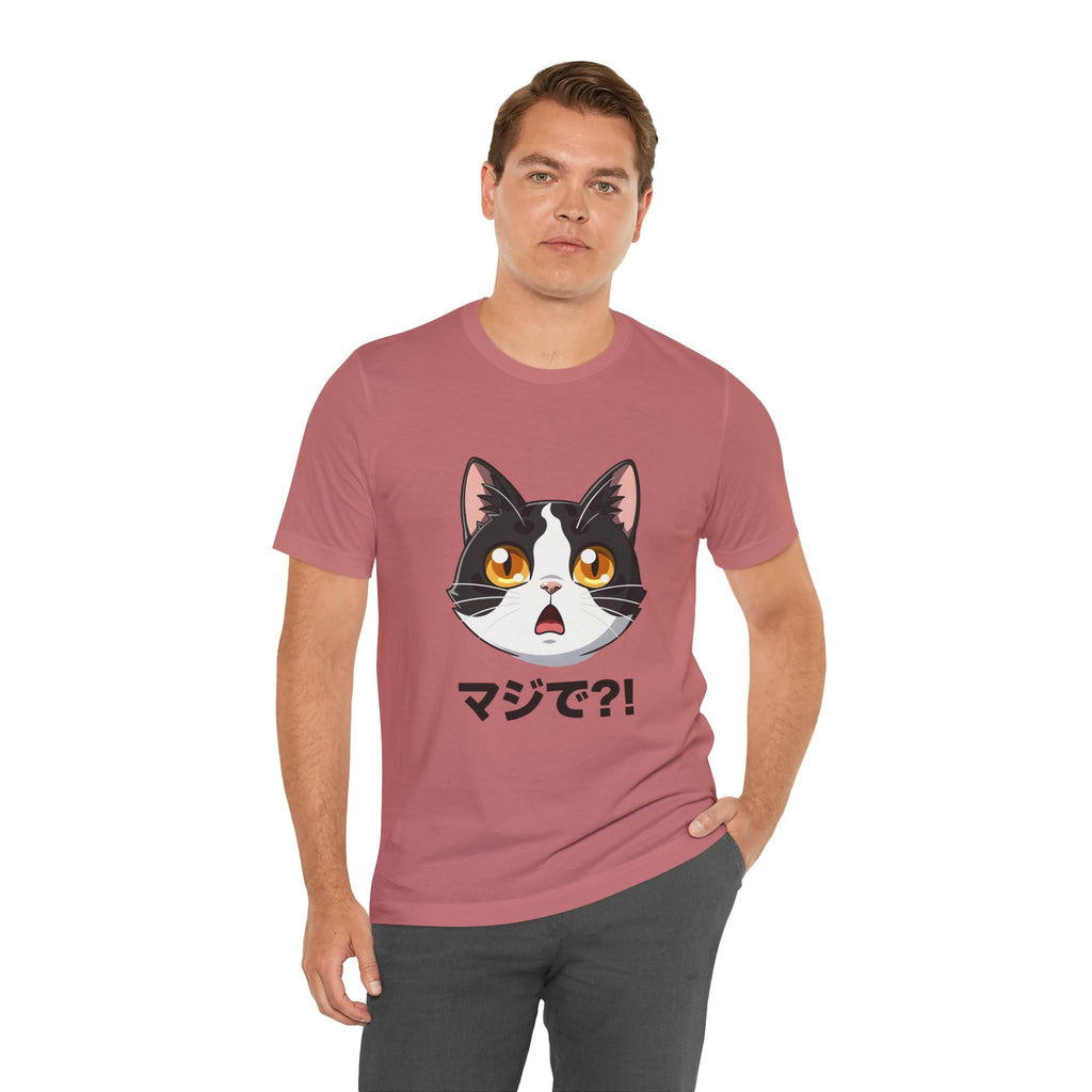 Cat Shock Face Graphic Tee — マジで?! Cute Anime Cat T-Shirt