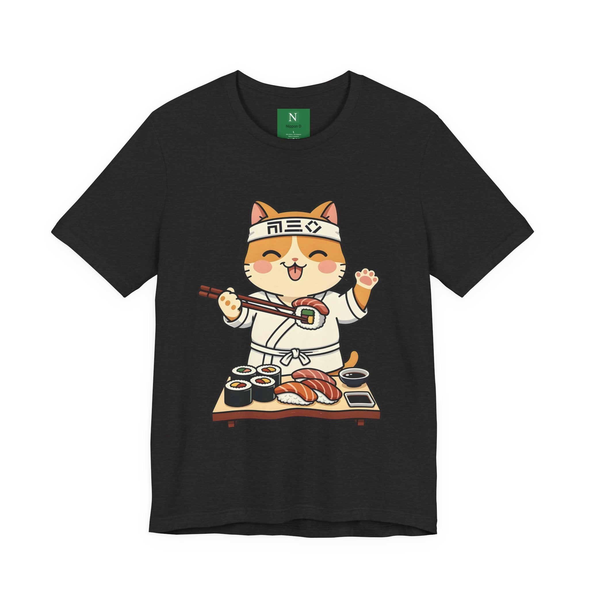 Sushi Chef Cat T‑Shirt — Cute Kawaii Cat Making Sushi Graphic Tee