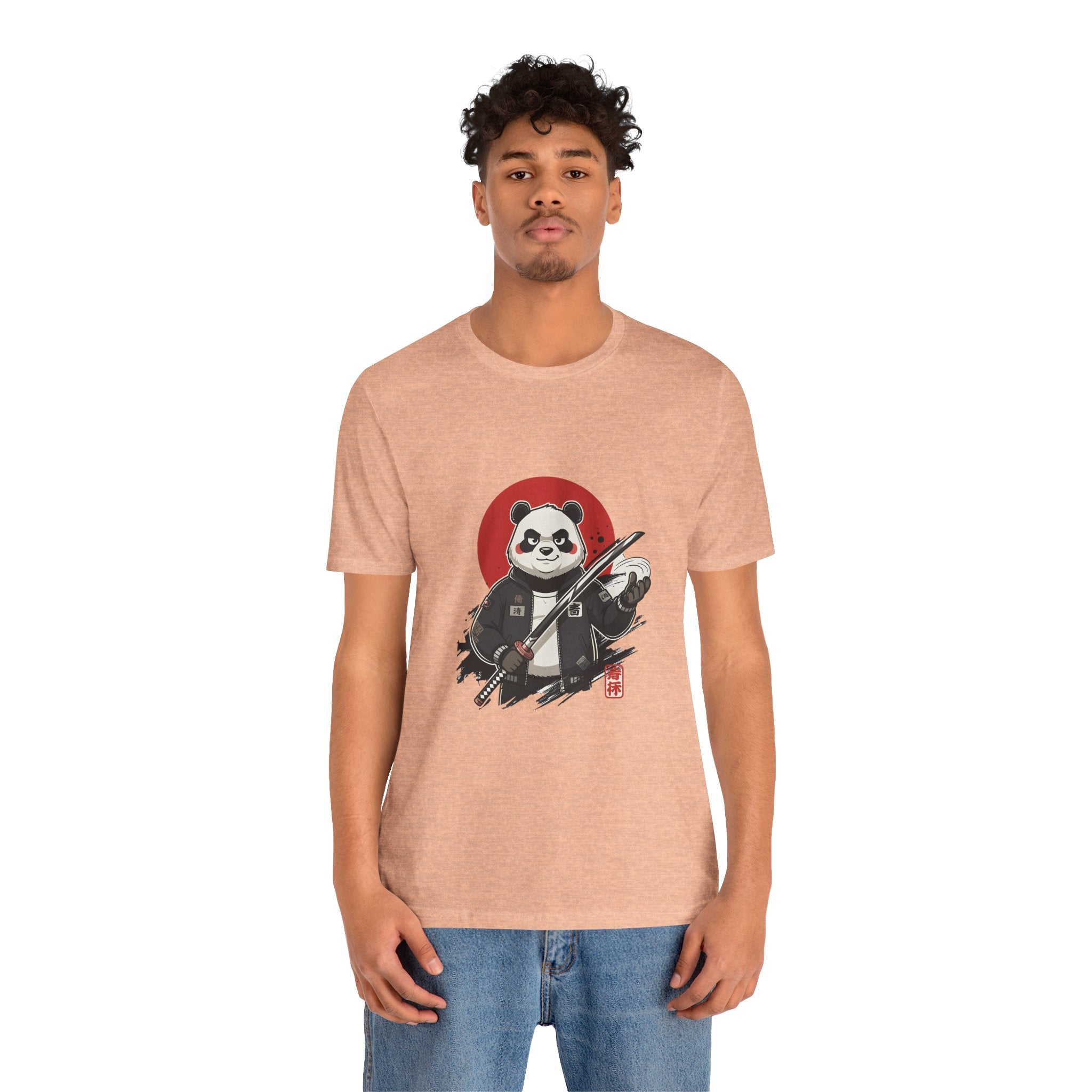 Samurai Panda T-Shirt — Cute Warrior Graphic Tee with Red Sun