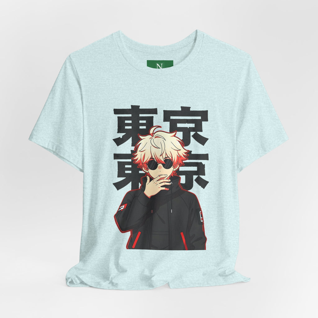 Tokyo Anime Graphic Tee — Blond Character with Kanji "東京"