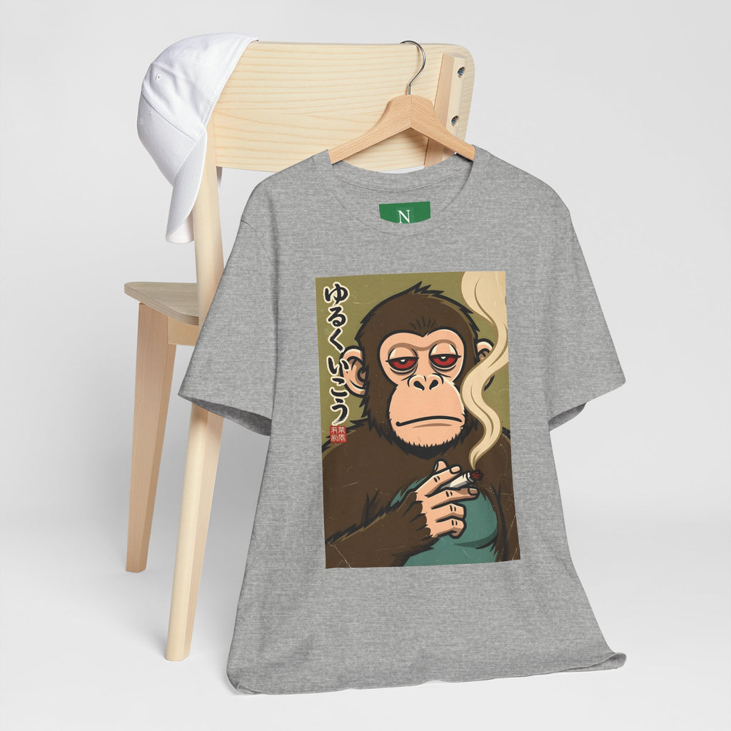 Smoking Monkey Graphic Tee — Japanese Retro Ape Illustration T-Shirt