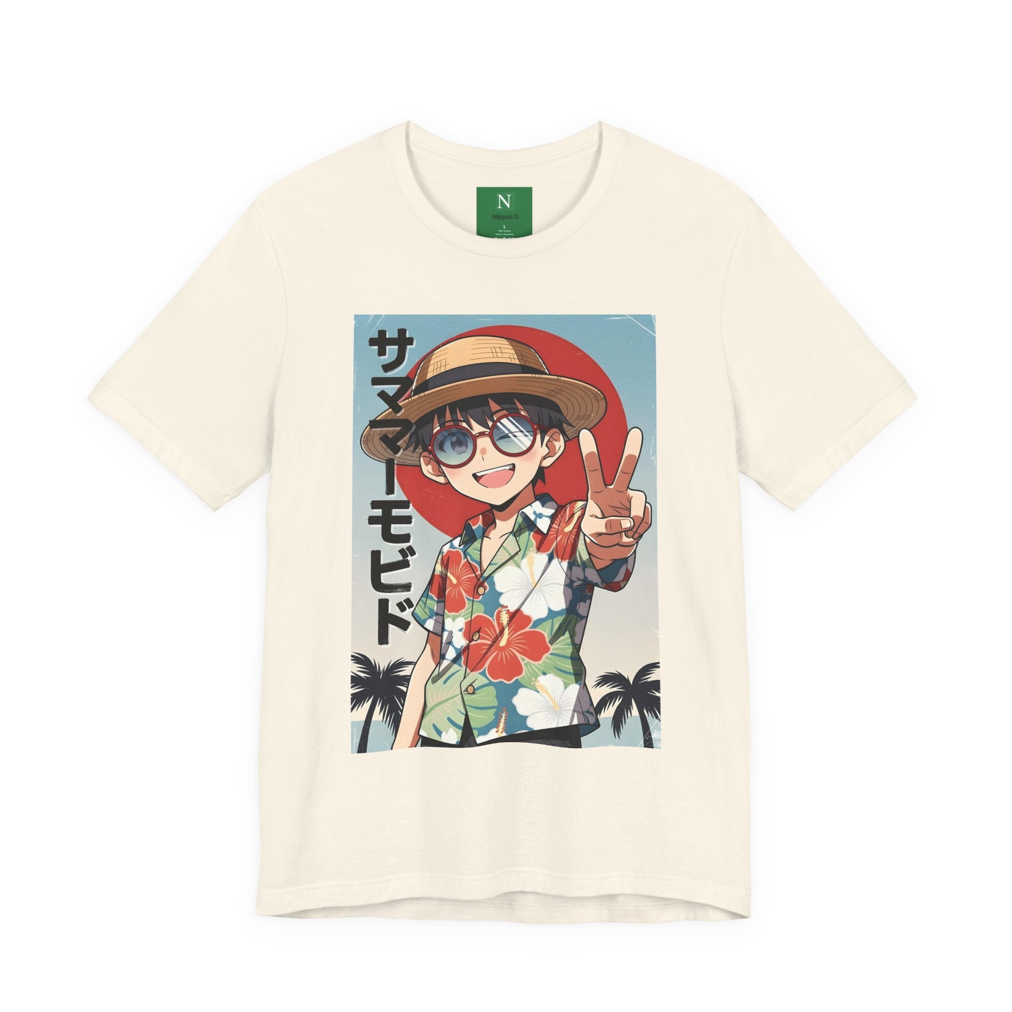 Anime Summer Kid: Tropical Hawaiian Tee with Peace Sign (サマー)