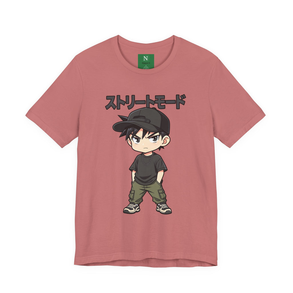 Street Mode Anime Boy T-Shirt — Japanese Text Graphic Tee