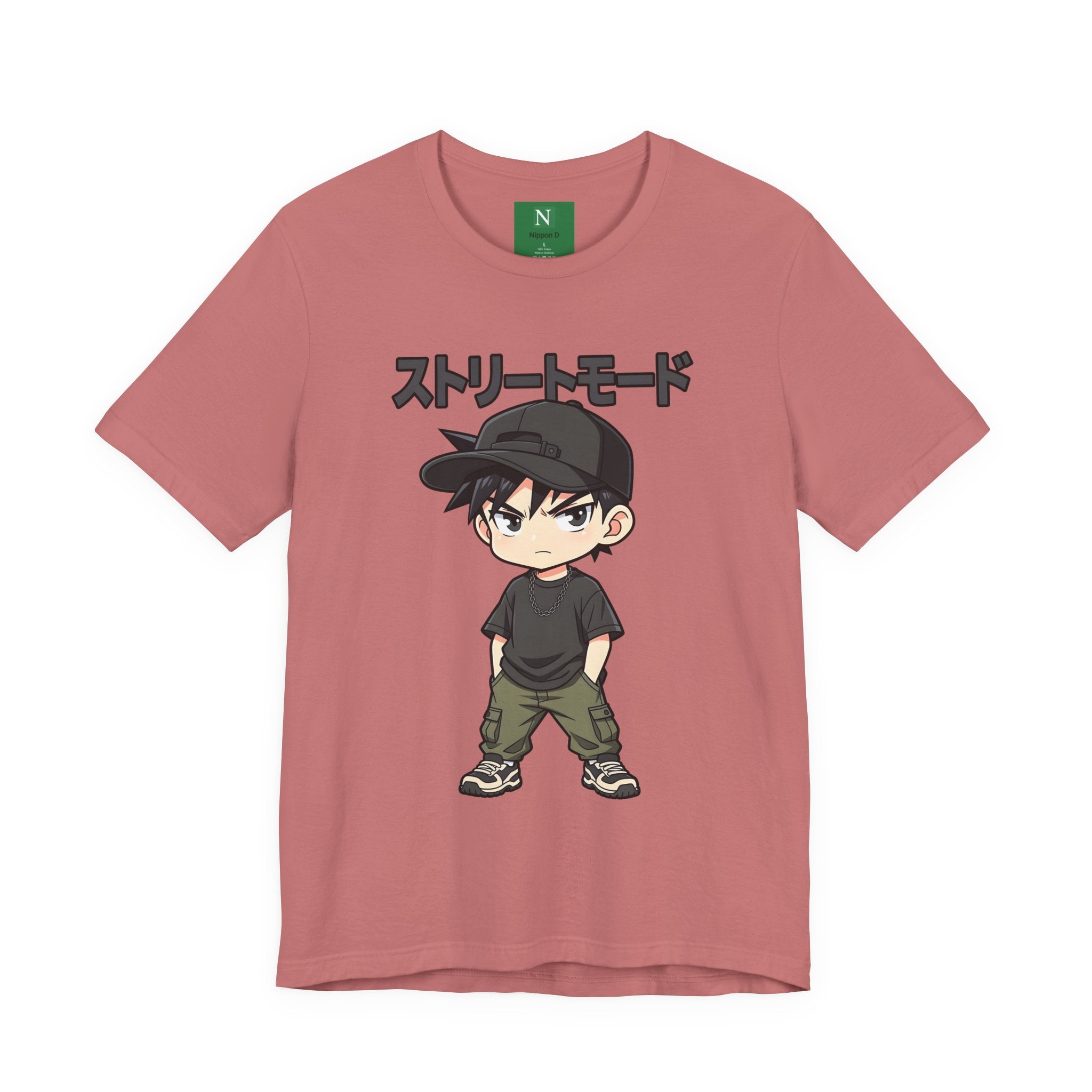 Street Mode Anime Boy T-Shirt — Japanese Text Graphic Tee