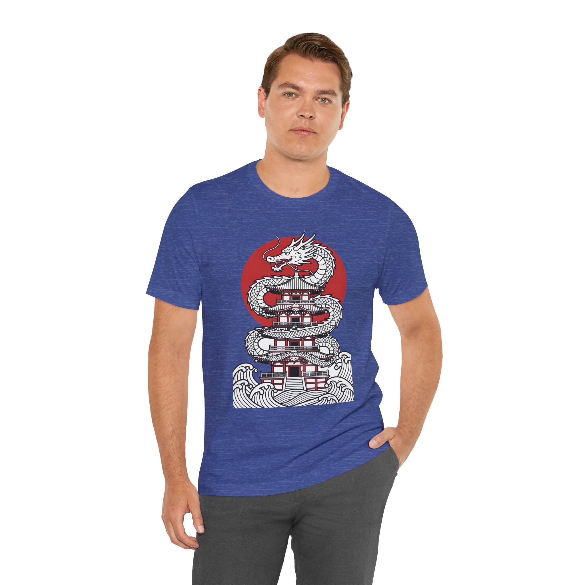 Dragon Pagoda T‑Shirt — Japanese Red Sun Temple Graphic Tee