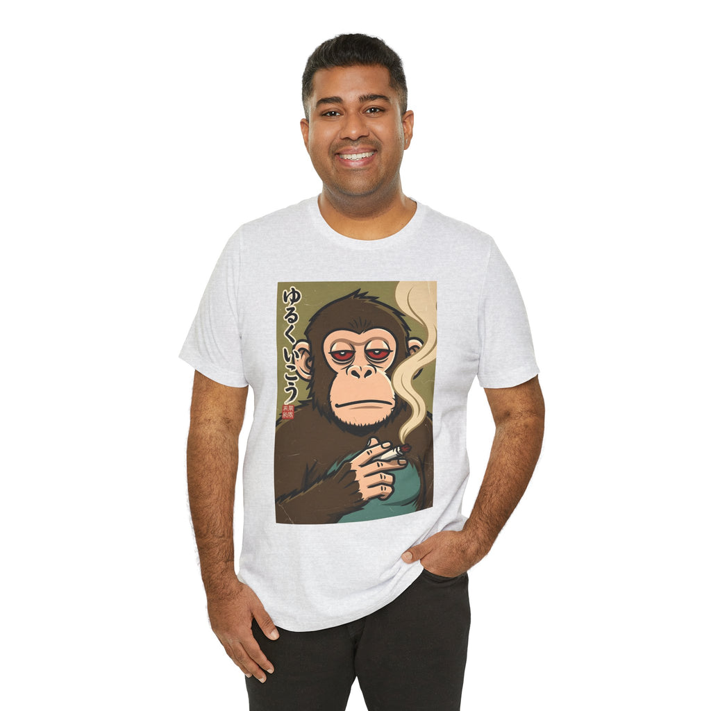 Smoking Monkey Graphic Tee — Japanese Retro Ape Illustration T-Shirt