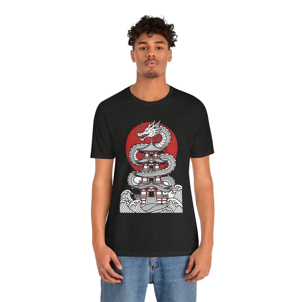 Dragon Pagoda T‑Shirt — Japanese Red Sun Temple Graphic Tee