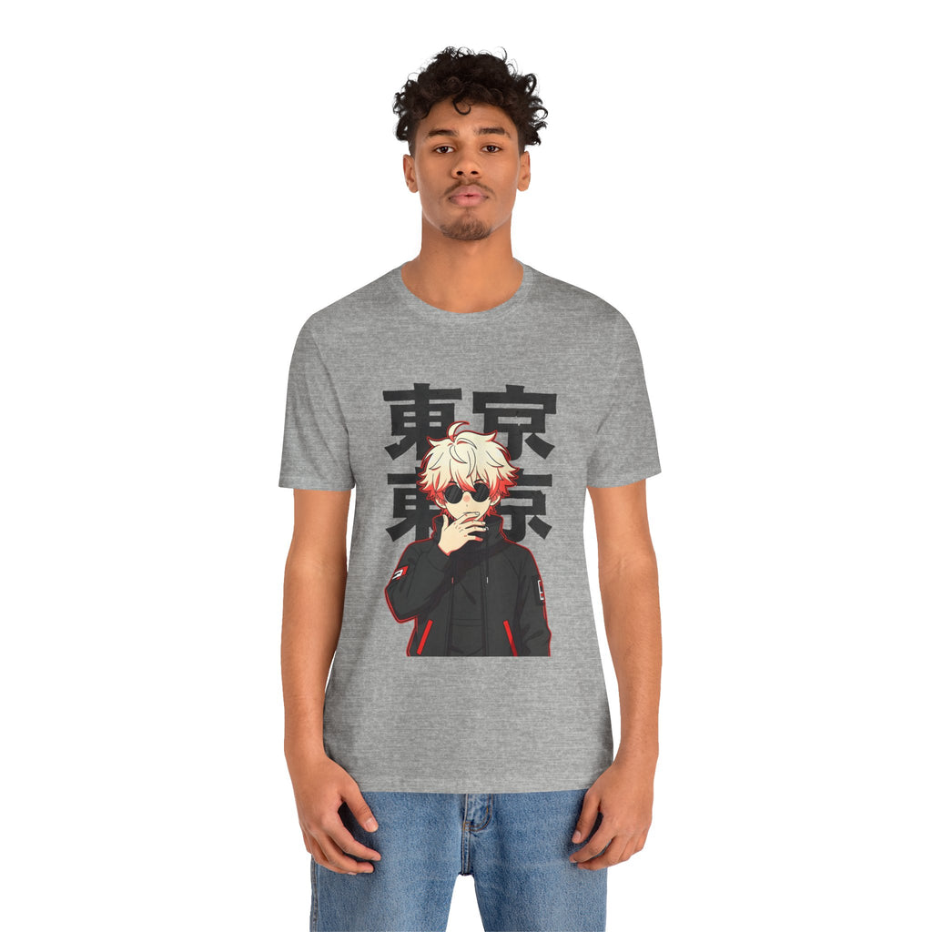 Tokyo Anime Graphic Tee — Blond Character with Kanji "東京"