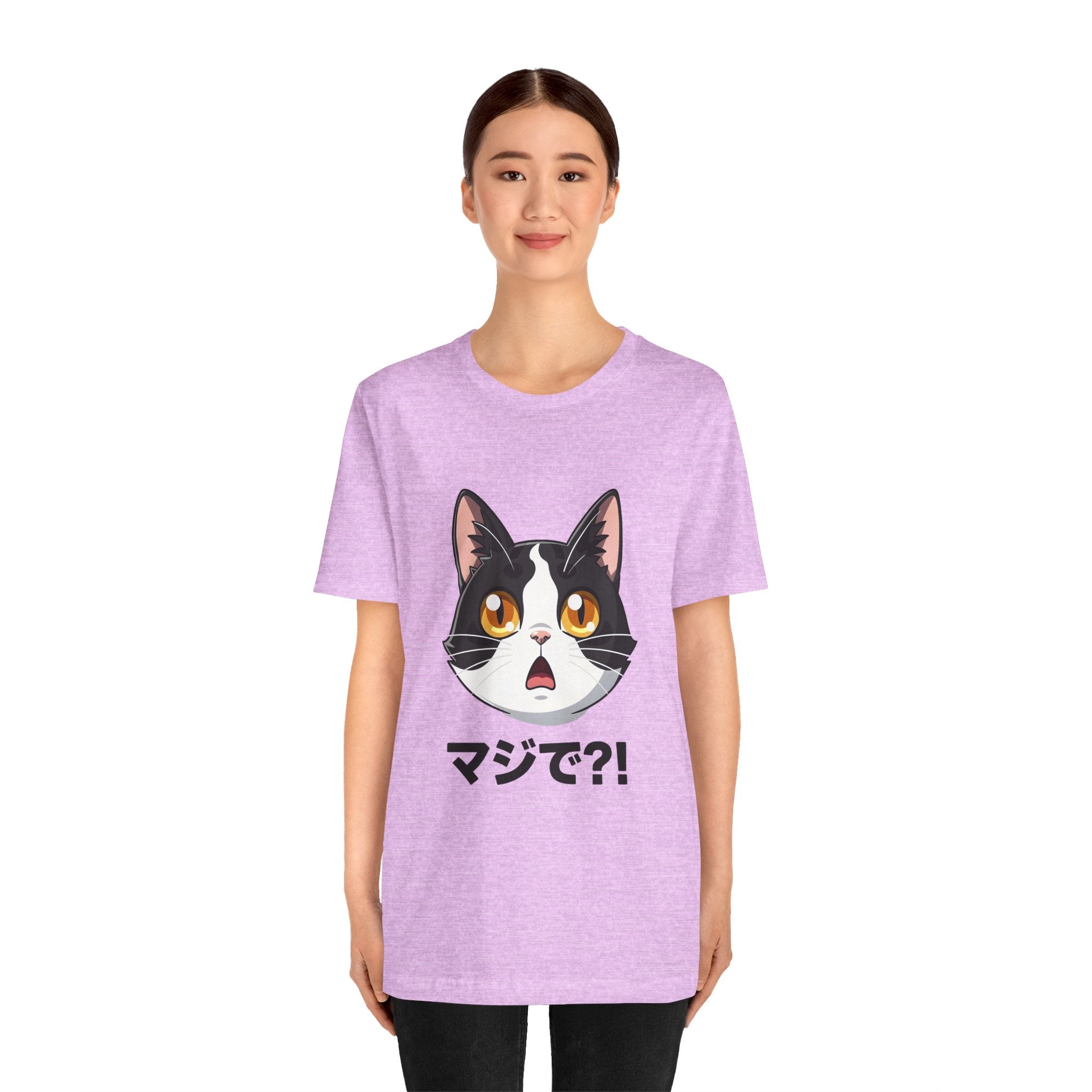 Cat Shock Face Graphic Tee — マジで?! Cute Anime Cat T-Shirt