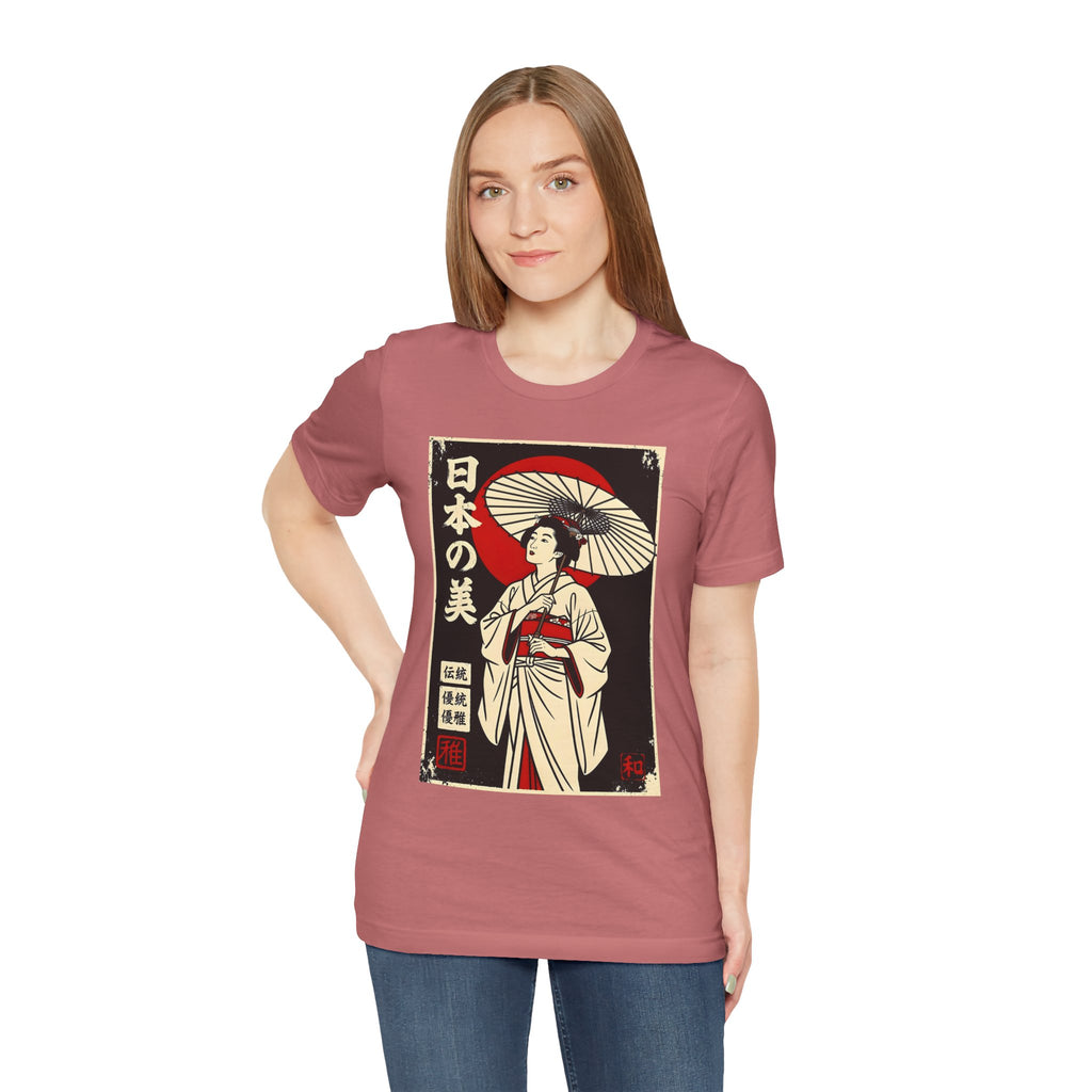 Geisha Umbrella T‑Shirt — Japanese Beauty Vintage Ukiyo-e Tee