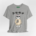 Coffee Mode Cat Tee — Cute Japanese Cat Holding Coffee T-Shirt