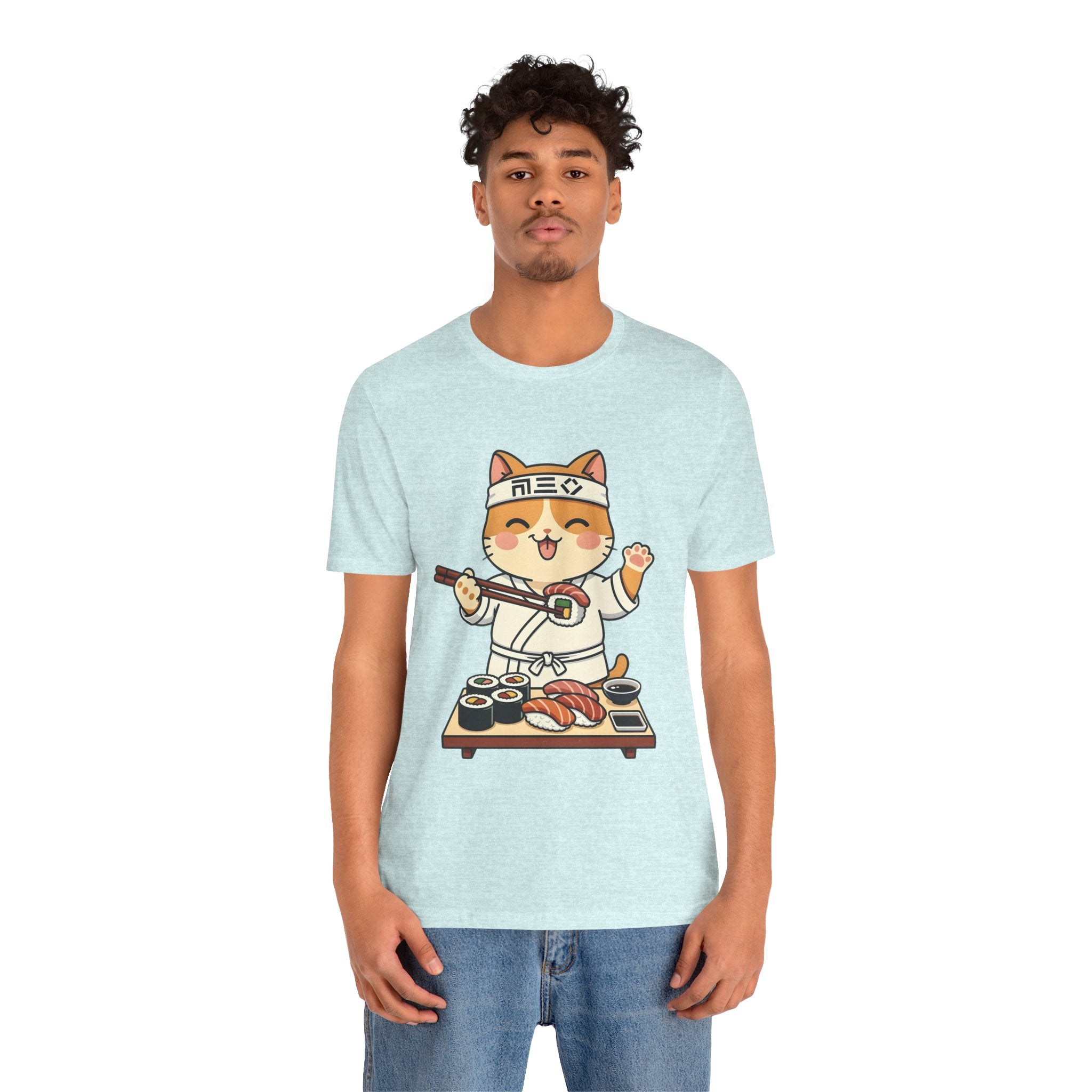 Sushi Chef Cat T‑Shirt — Cute Kawaii Cat Making Sushi Graphic Tee