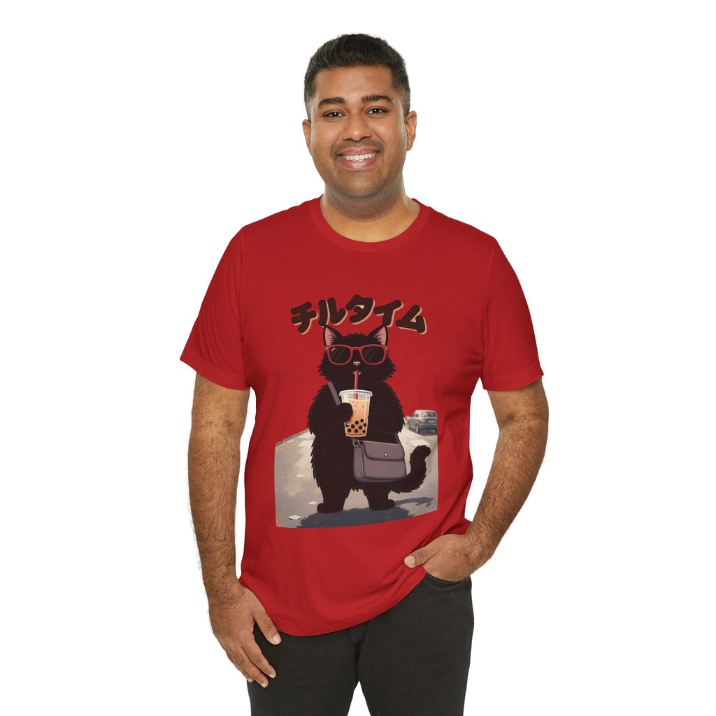 Boba Cat Tee — Cute Cat Drinking Bubble Tea Graphic T-Shirt