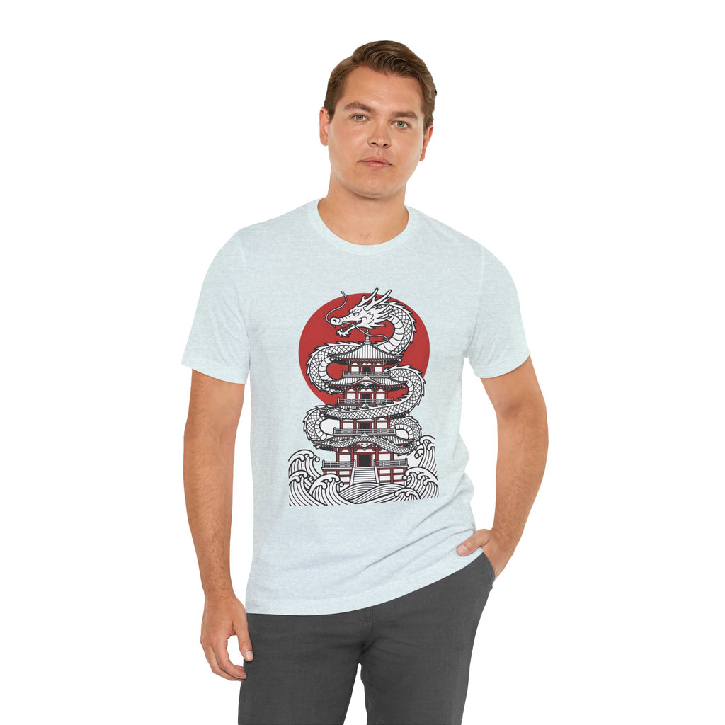 Dragon Pagoda T‑Shirt — Japanese Red Sun Temple Graphic Tee