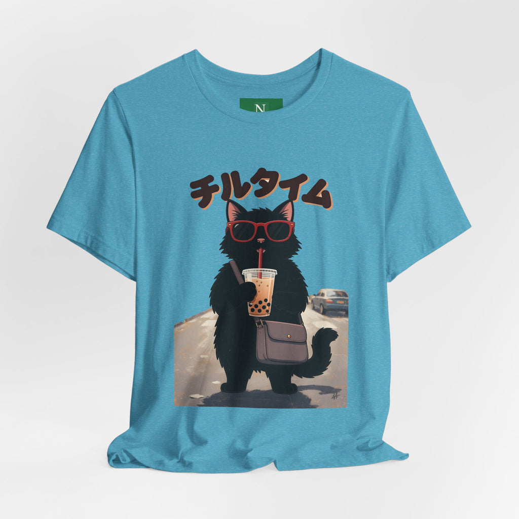Boba Cat Tee — Cute Cat Drinking Bubble Tea Graphic T-Shirt